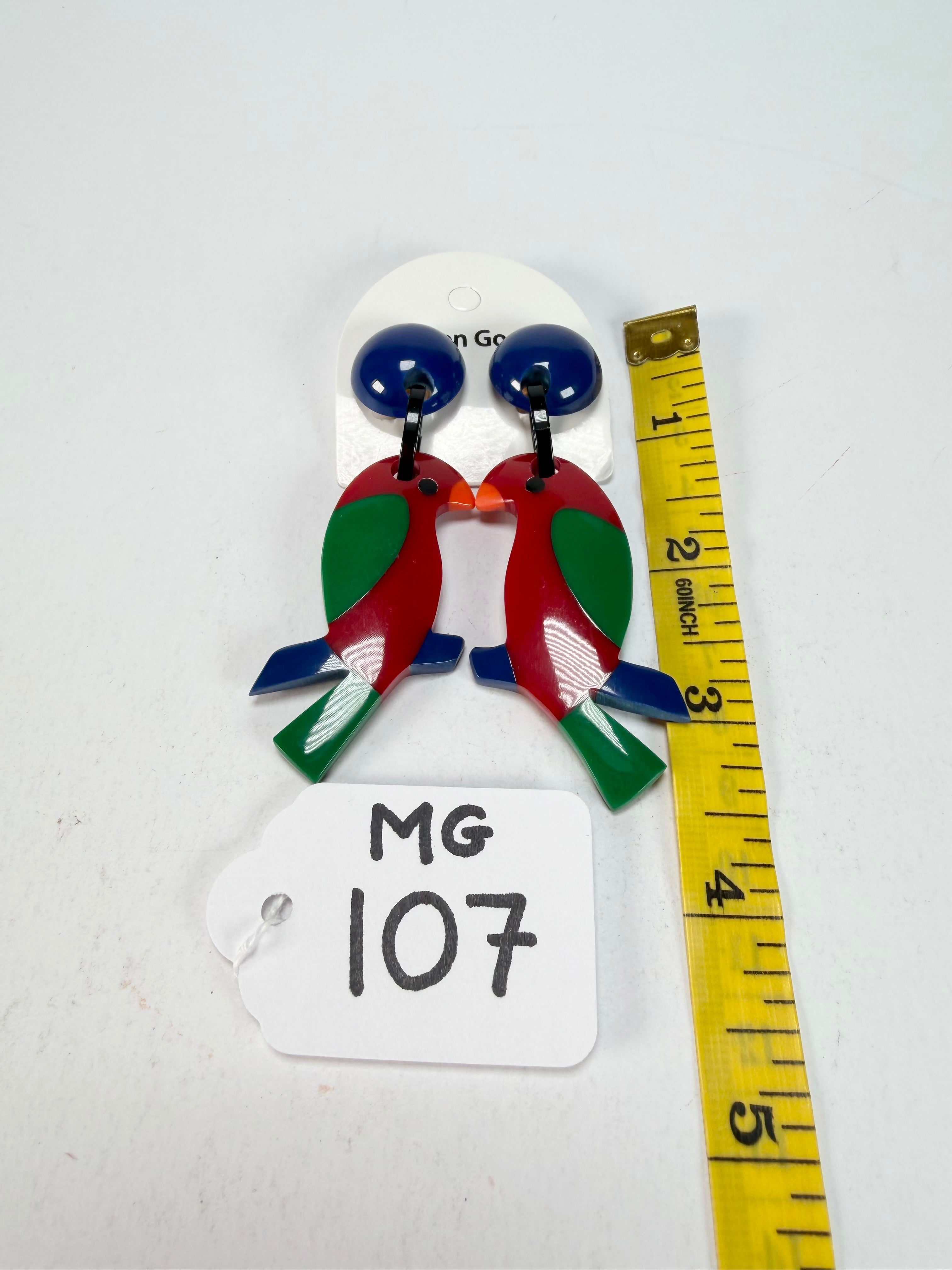 Marion Godart - Natural "Toucan" Resin Clip On Earrings