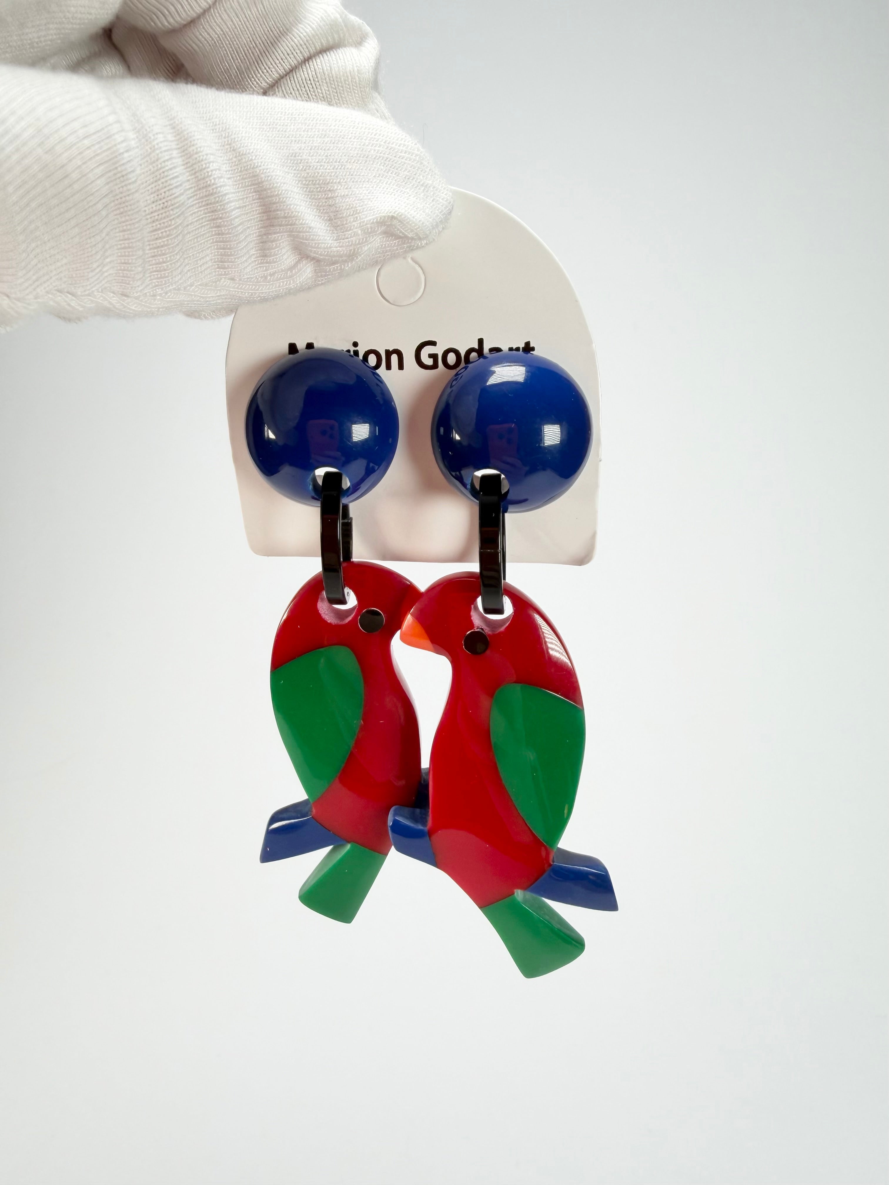Marion Godart - Natural "Toucan" Resin Clip On Earrings