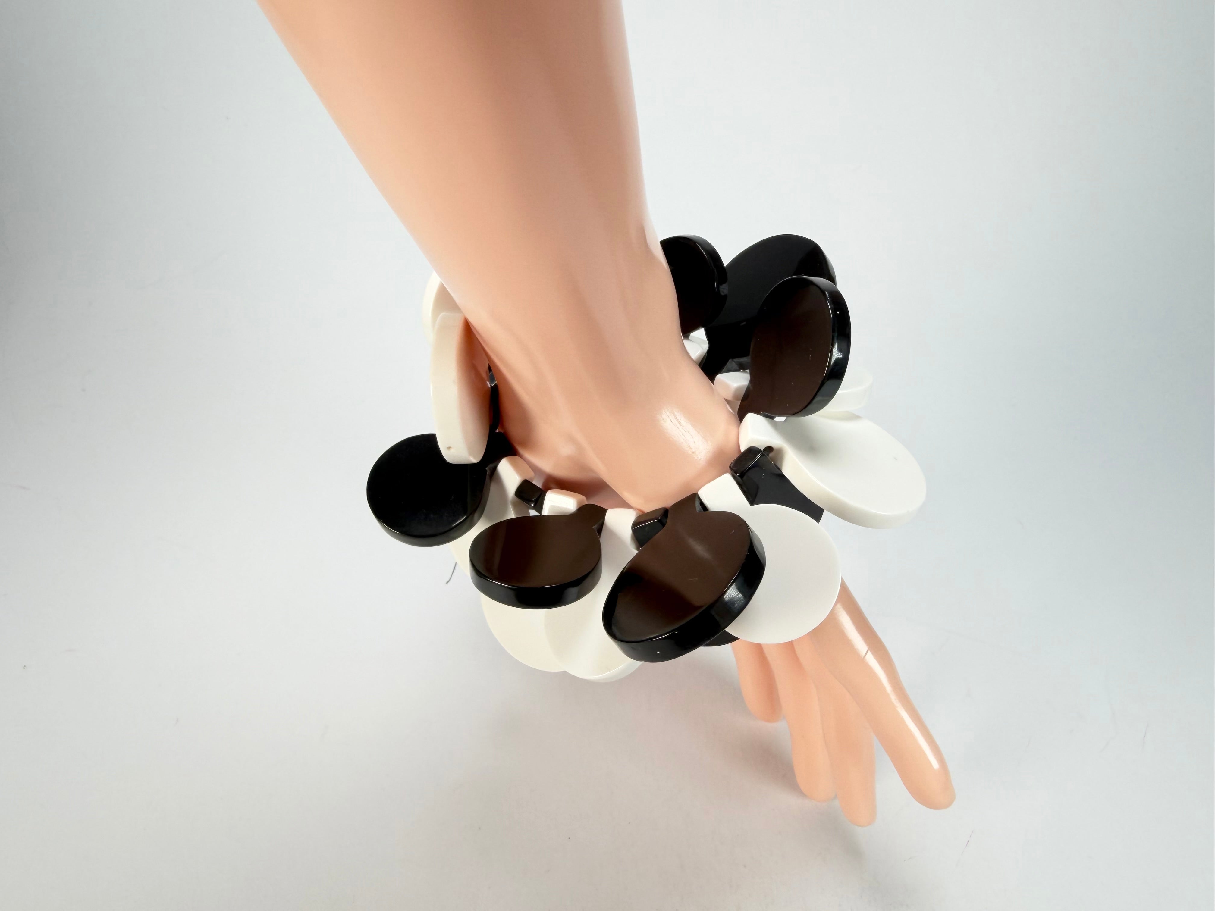 Marion Godart - BSX "Boutons" Monochrome Black & White Elasticated Resin Bracelet