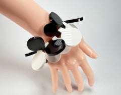Marion Godart - BSX "Boutons" Monochrome Black & White Elasticated Resin Bracelet