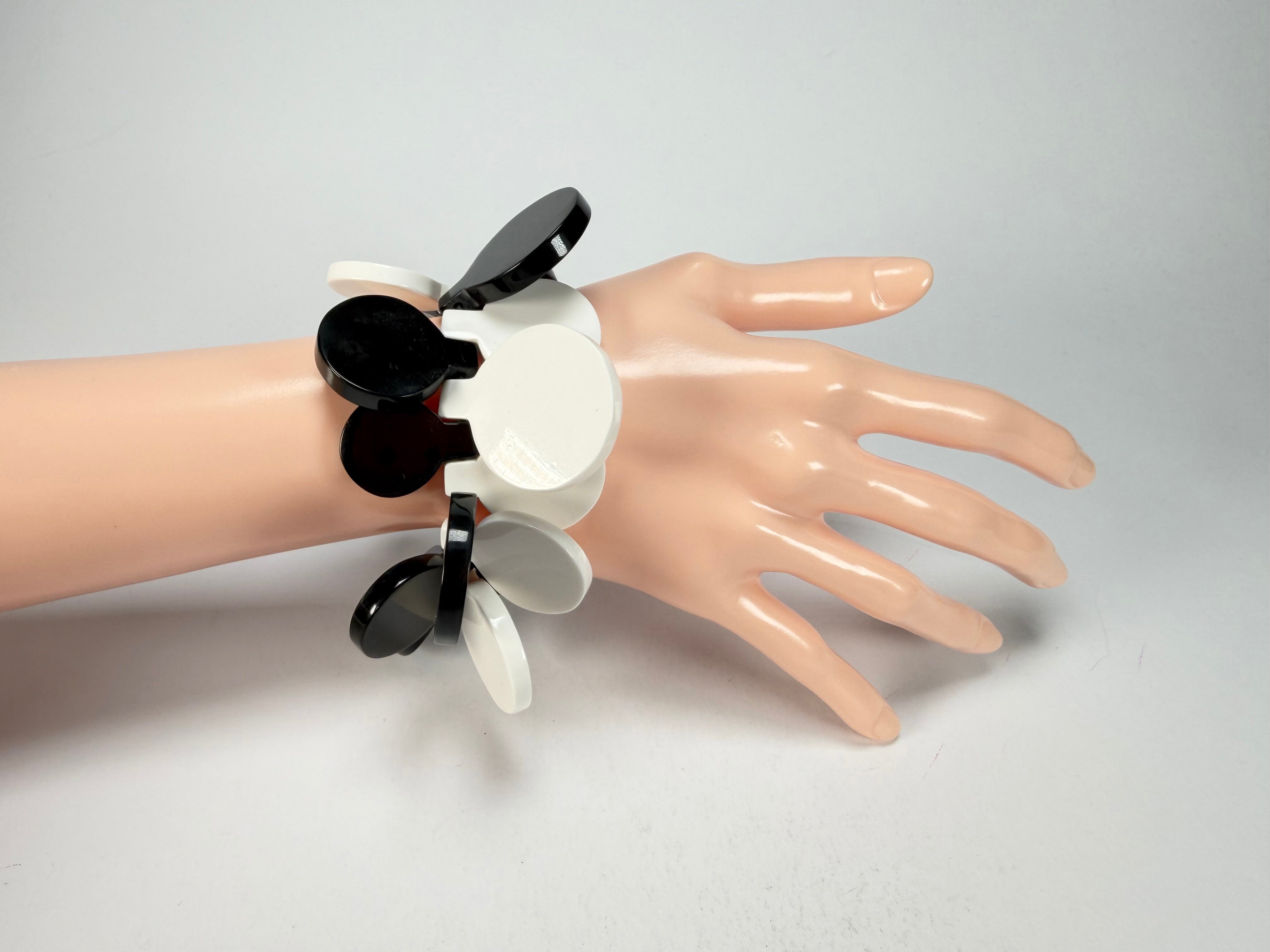 Marion Godart - BSX "Boutons" Monochrome Black & White Elasticated Resin Bracelet