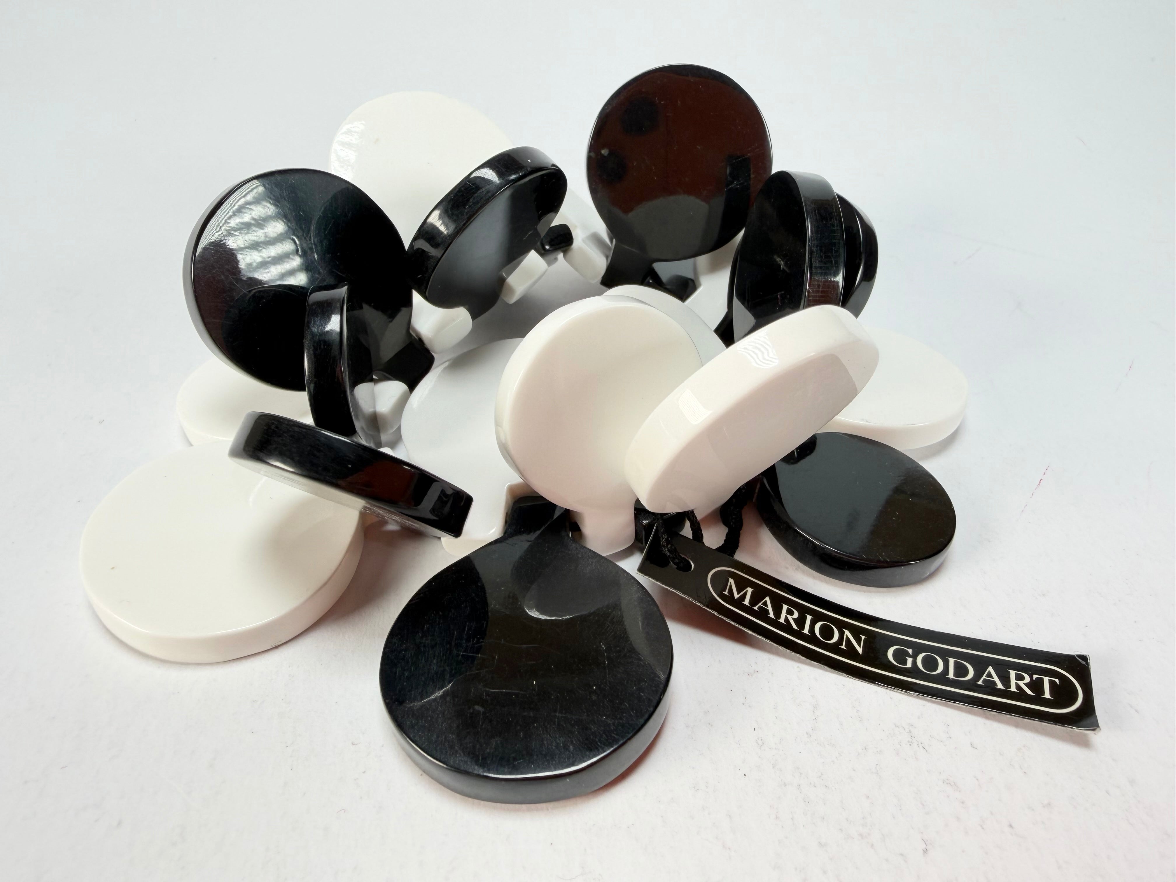 Marion Godart - BSX "Boutons" Monochrome Black & White Elasticated Resin Bracelet