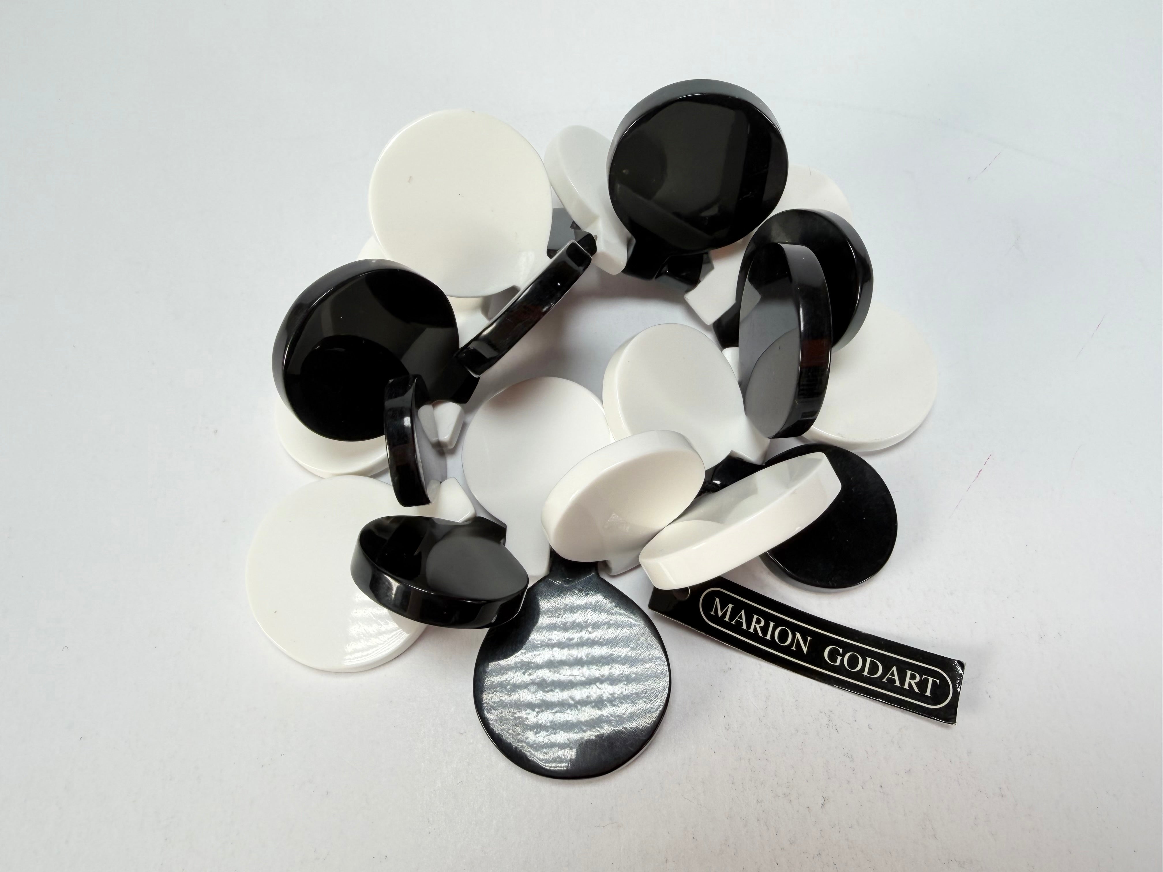 Marion Godart - BSX "Boutons" Monochrome Black & White Elasticated Resin Bracelet