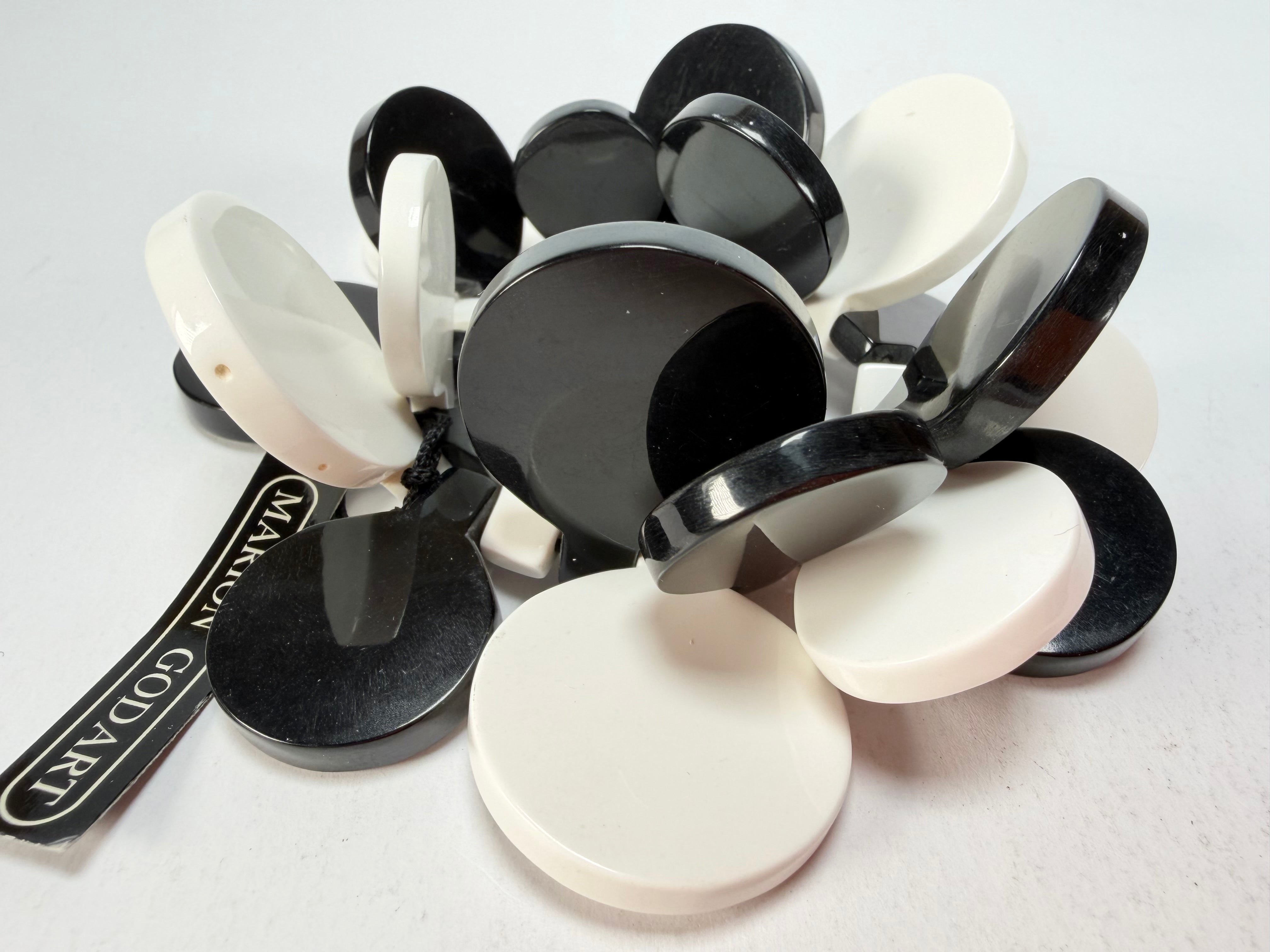 Marion Godart - BSX "Boutons" Monochrome Black & White Elasticated Resin Bracelet