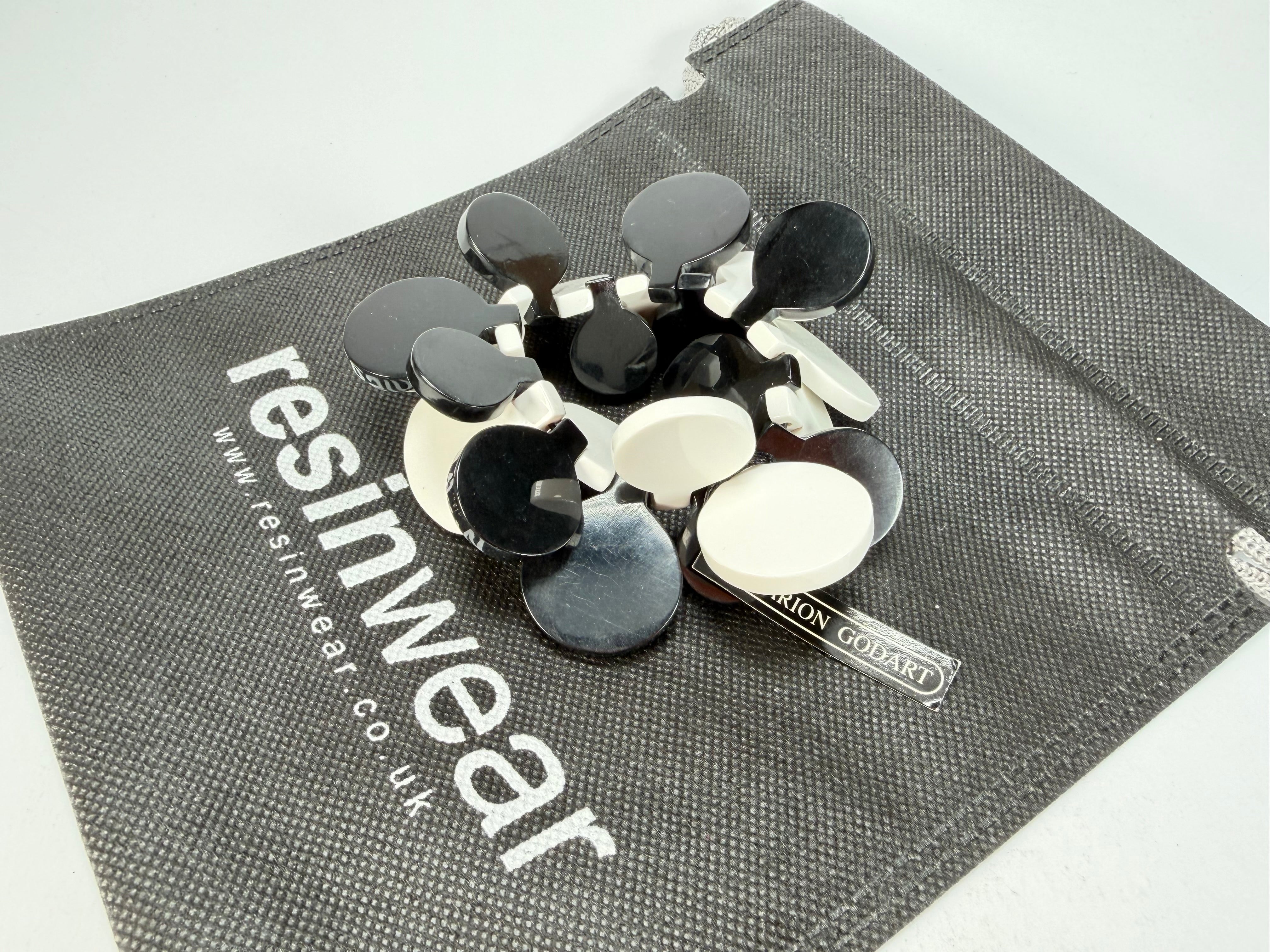 Marion Godart - BSX "Boutons" Monochrome Black & White Elasticated Resin Bracelet