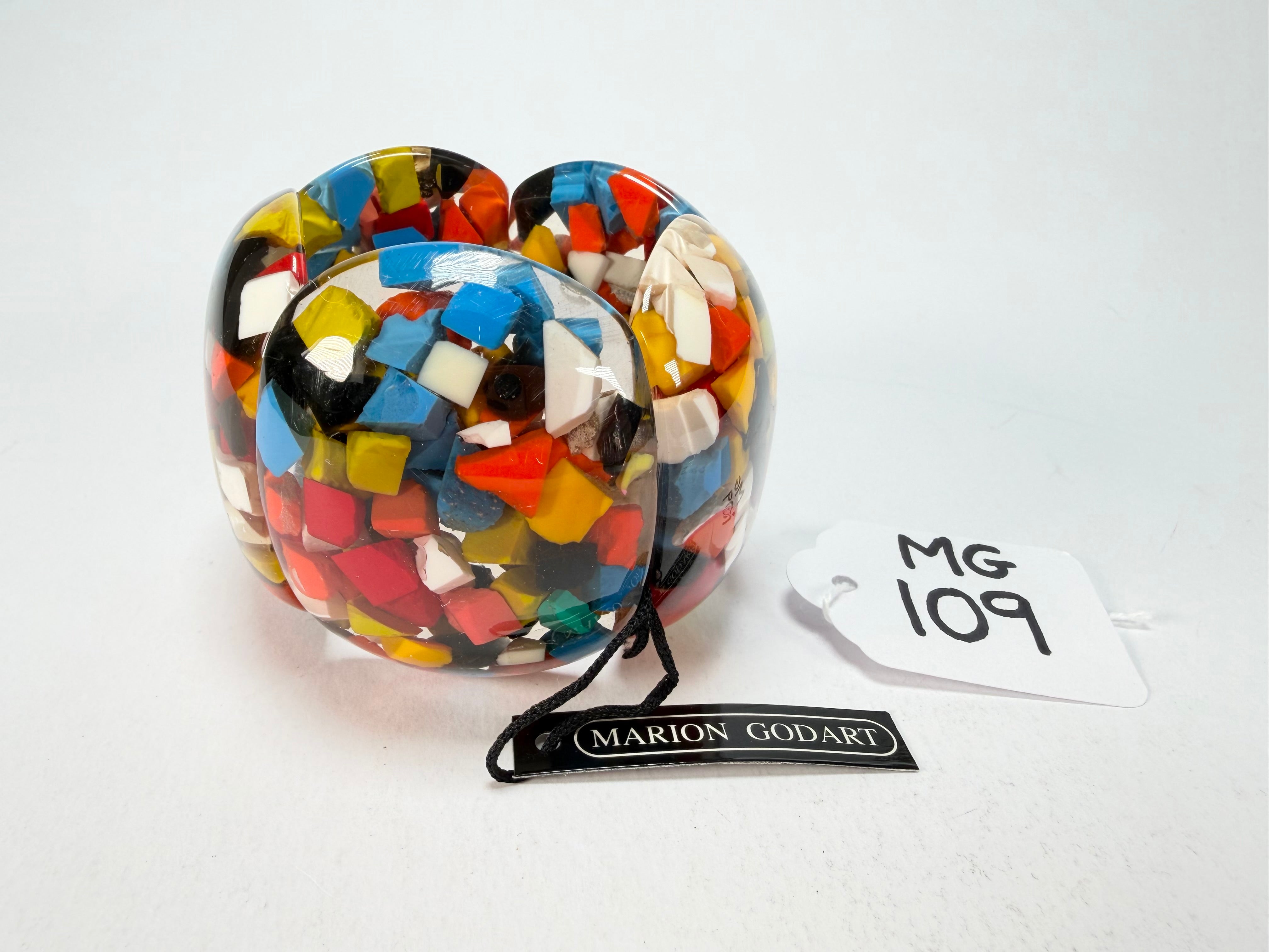 Marion Godart - Confetti "Cinq Pièces" Black + Summer Mix Elasticated Resin Bracelet