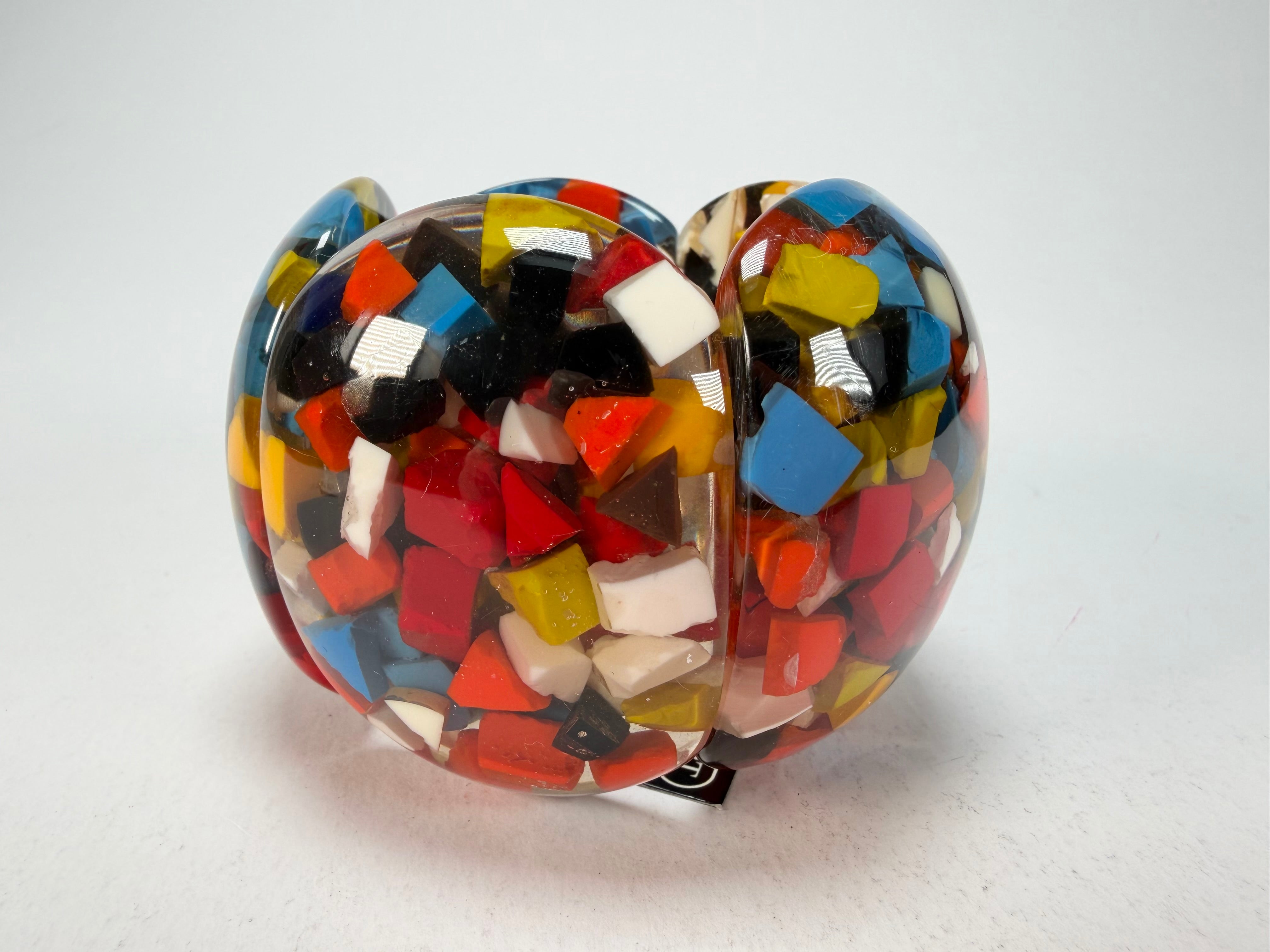 Marion Godart - Confetti "Cinq Pièces" Black + Summer Mix Elasticated Resin Bracelet