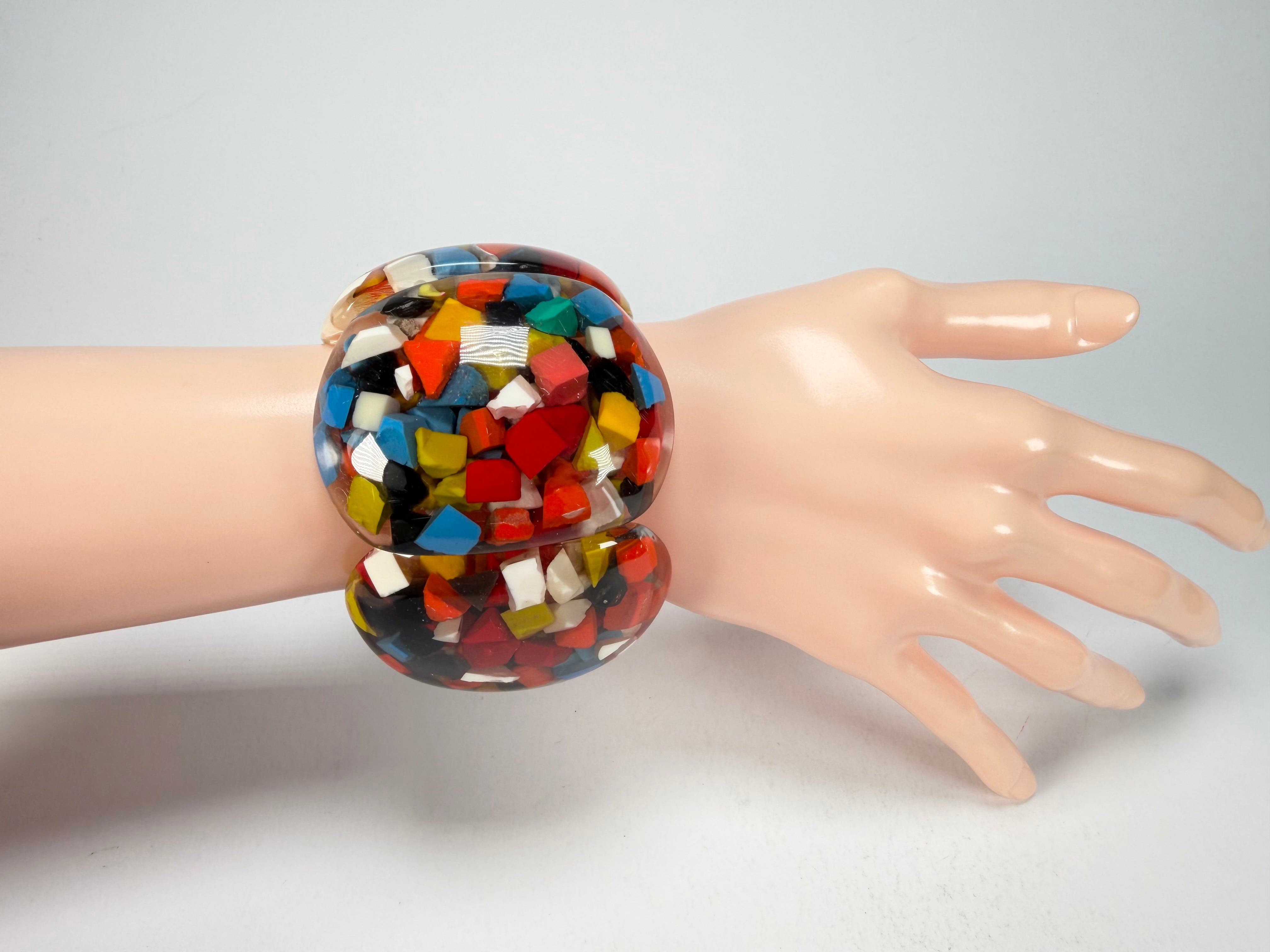 Marion Godart - Confetti "Cinq Pièces" Black + Summer Mix Elasticated Resin Bracelet