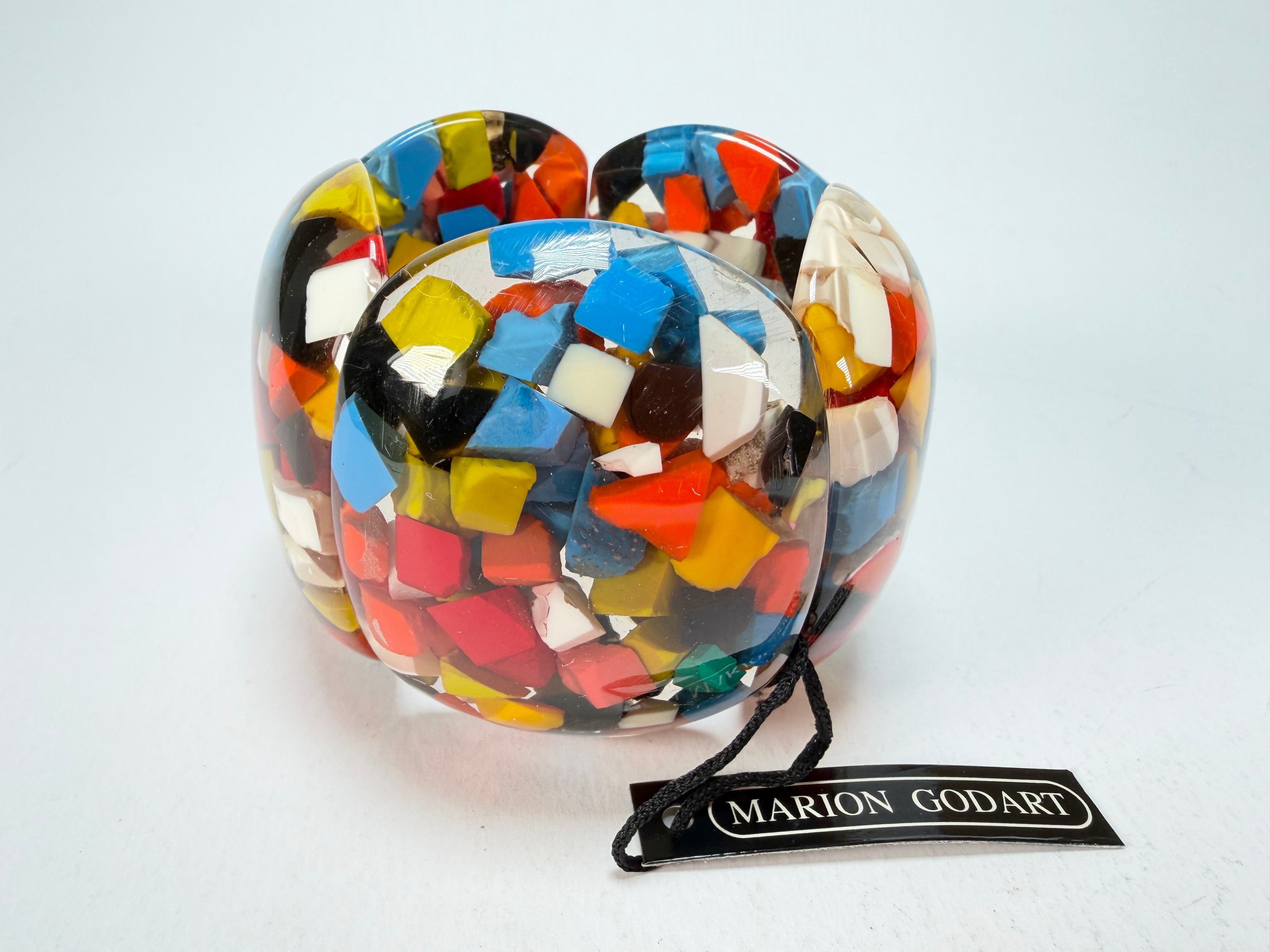 Marion Godart - Confetti "Cinq Pièces" Black + Summer Mix Elasticated Resin Bracelet