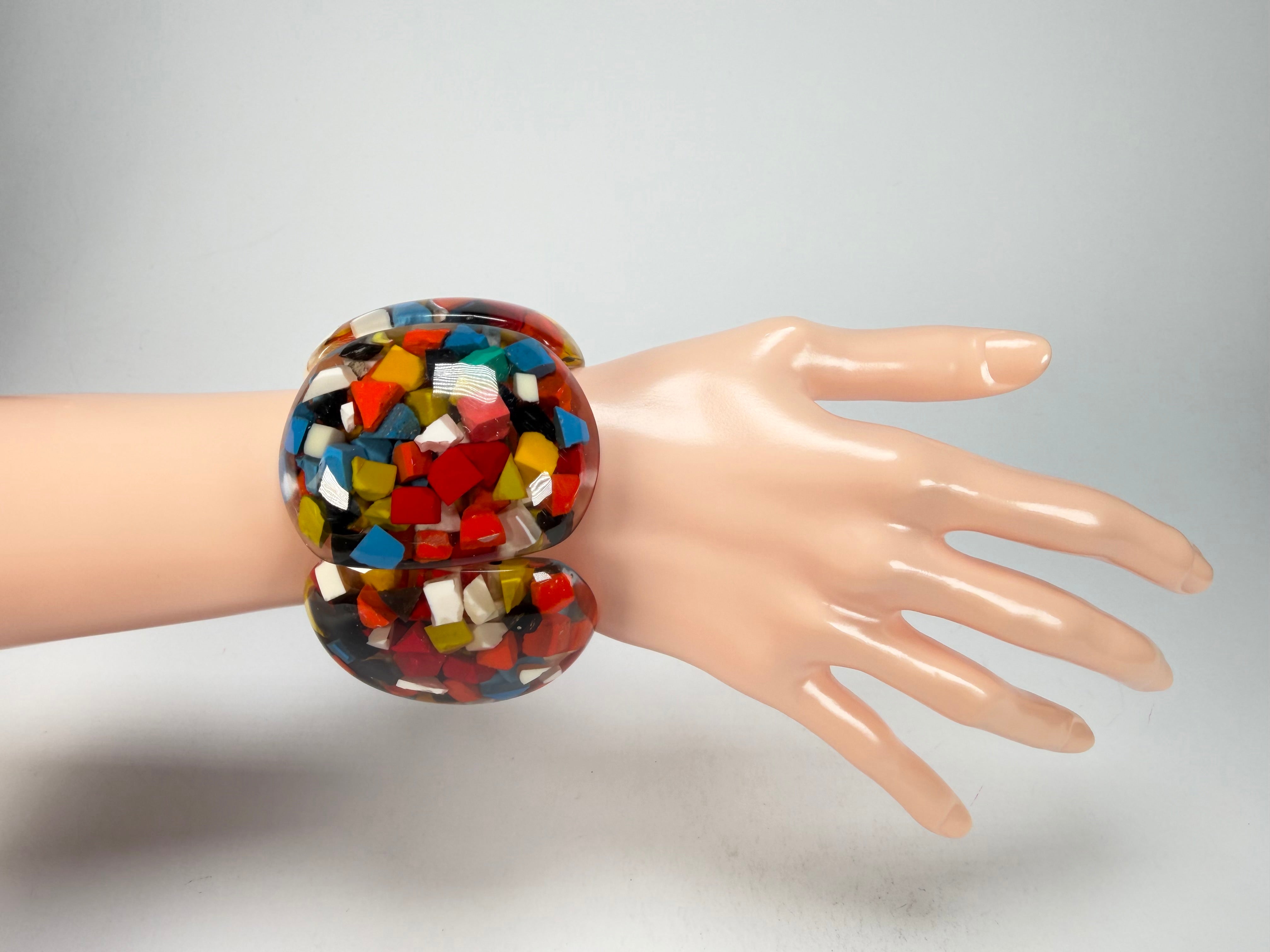 Marion Godart - Confetti "Cinq Pièces" Black + Summer Mix Elasticated Resin Bracelet