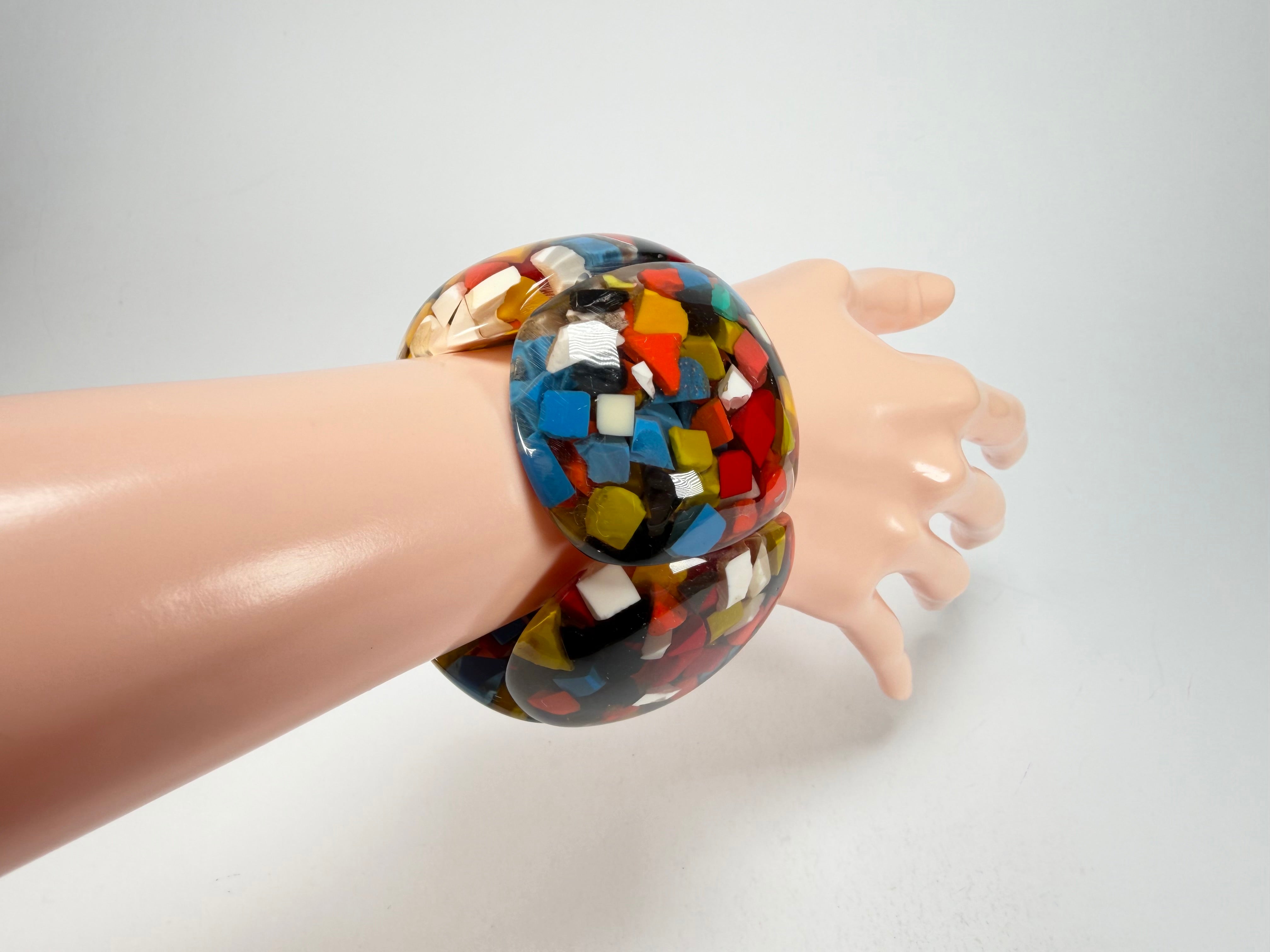 Marion Godart - Confetti "Cinq Pièces" Black + Summer Mix Elasticated Resin Bracelet