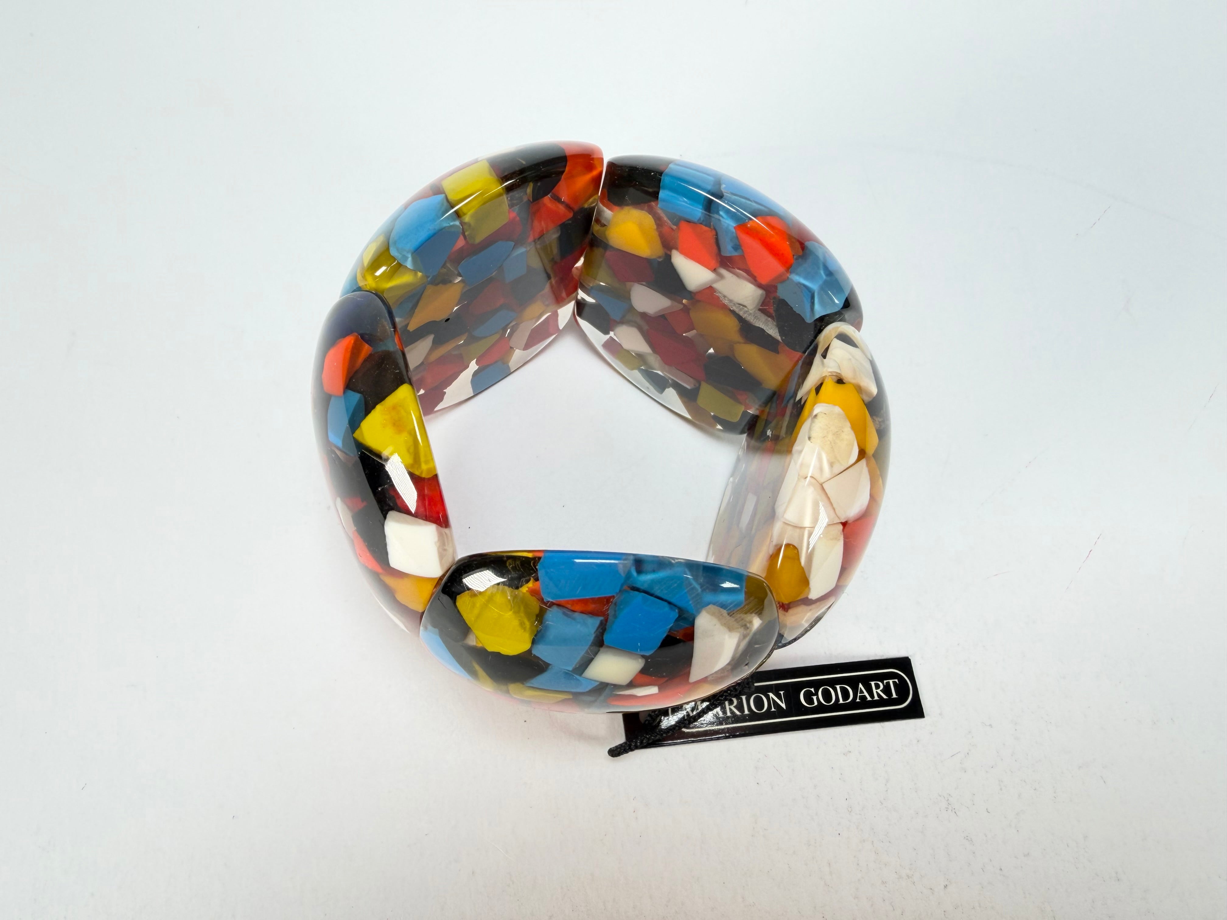 Marion Godart - Confetti "Cinq Pièces" Black + Summer Mix Elasticated Resin Bracelet