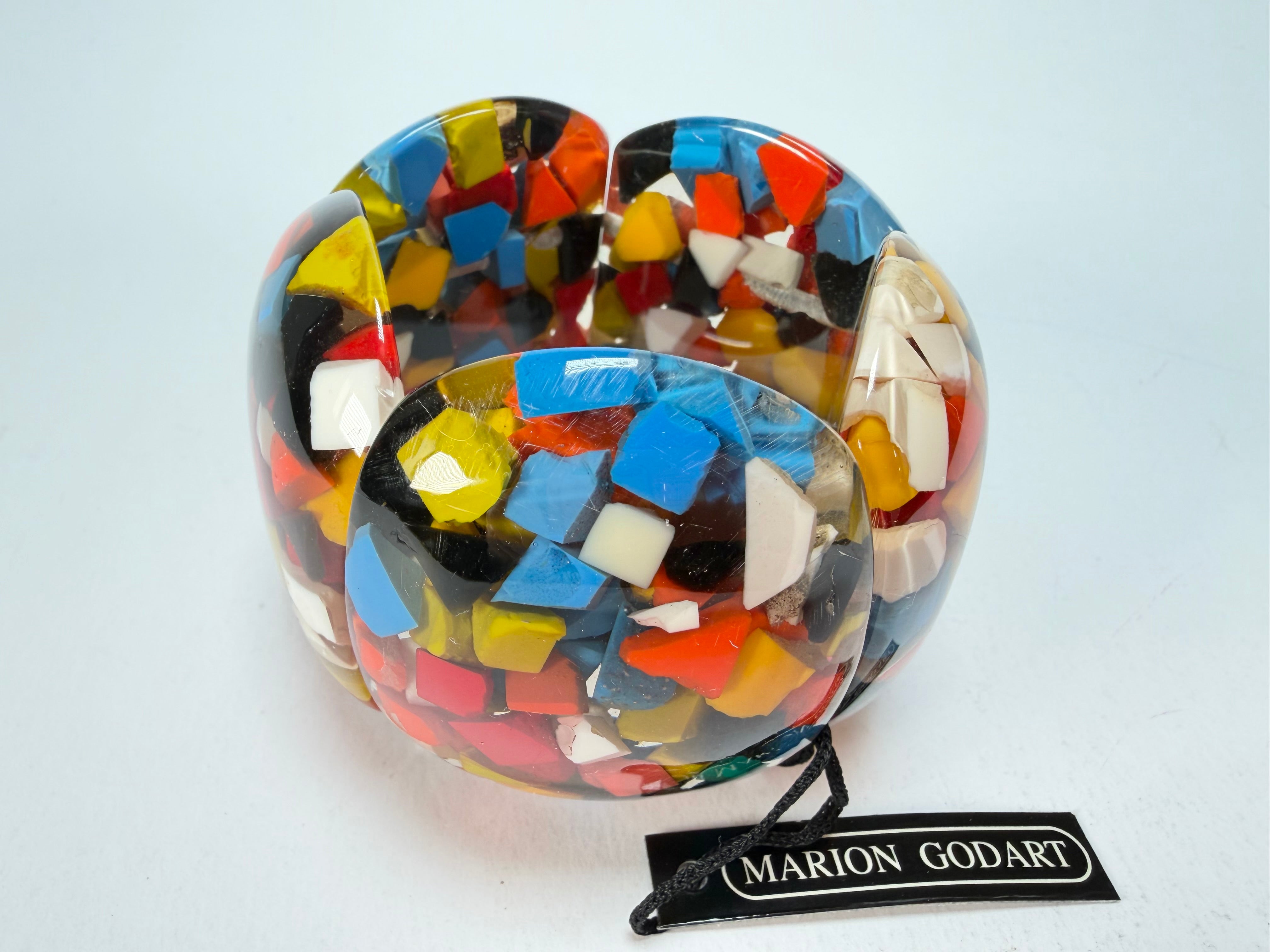 Marion Godart - Confetti "Cinq Pièces" Black + Summer Mix Elasticated Resin Bracelet