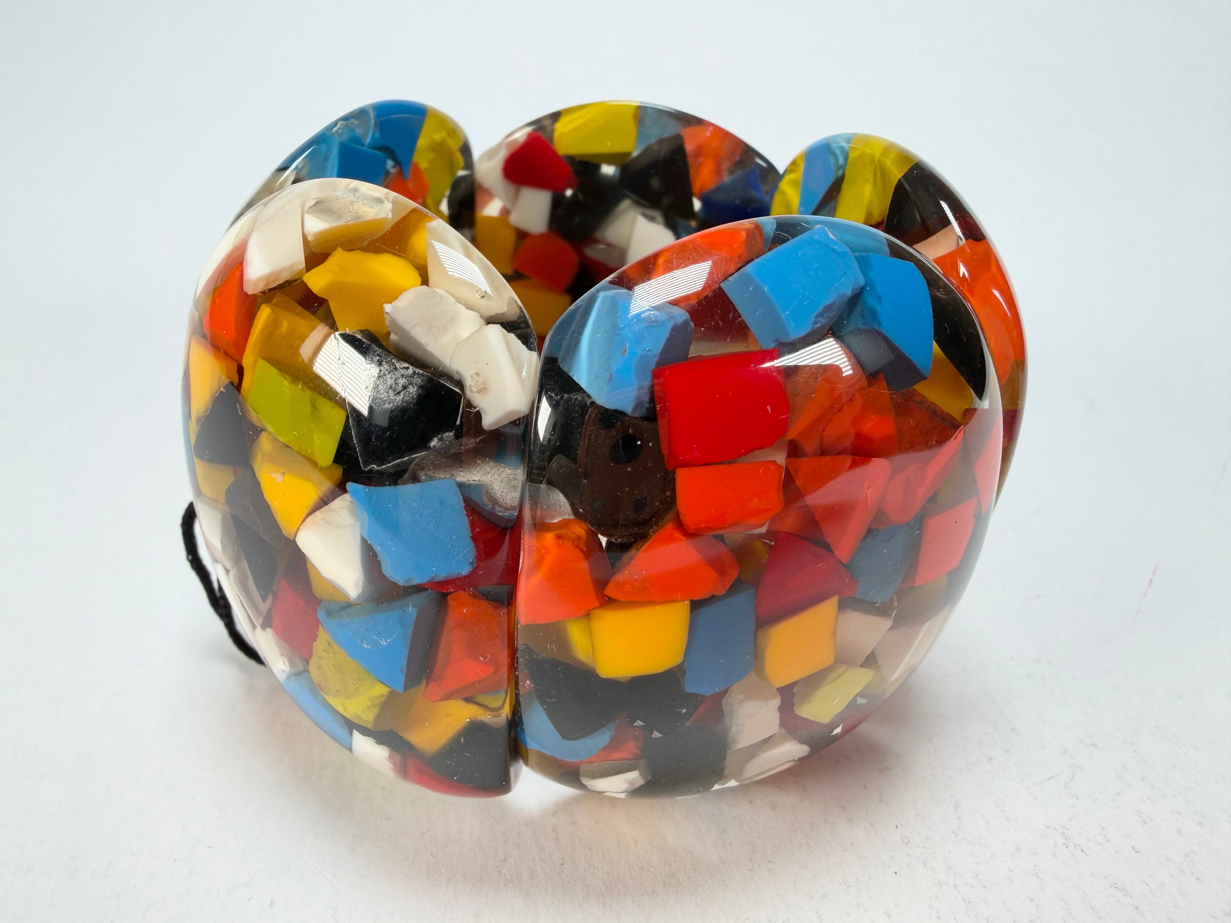 Marion Godart - Confetti "Cinq Pièces" Black + Summer Mix Elasticated Resin Bracelet