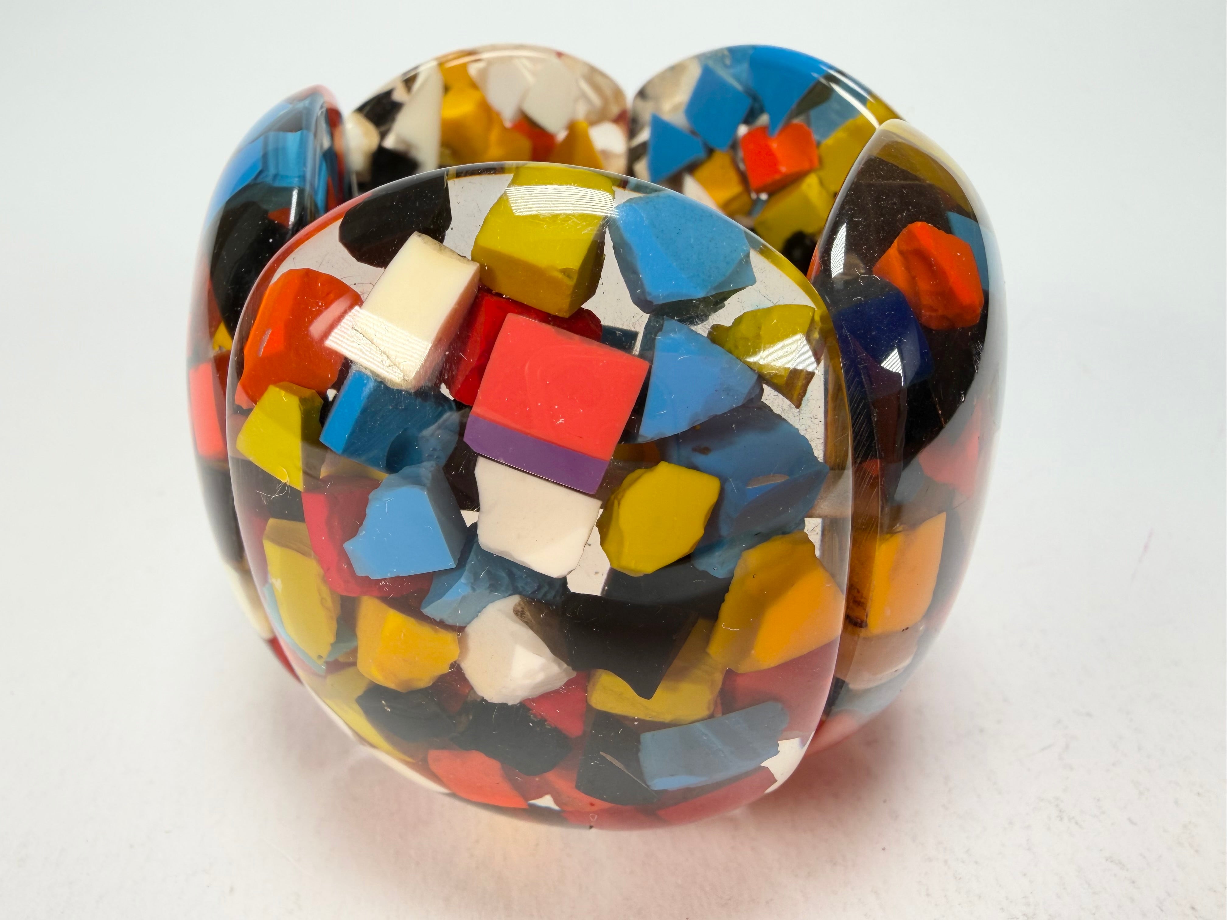Marion Godart - Confetti "Cinq Pièces" Black + Summer Mix Elasticated Resin Bracelet