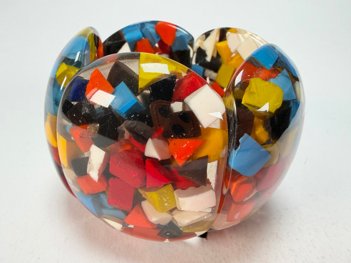 Marion Godart - Confetti "Cinq Pièces" Black + Summer Mix Elasticated Resin Bracelet