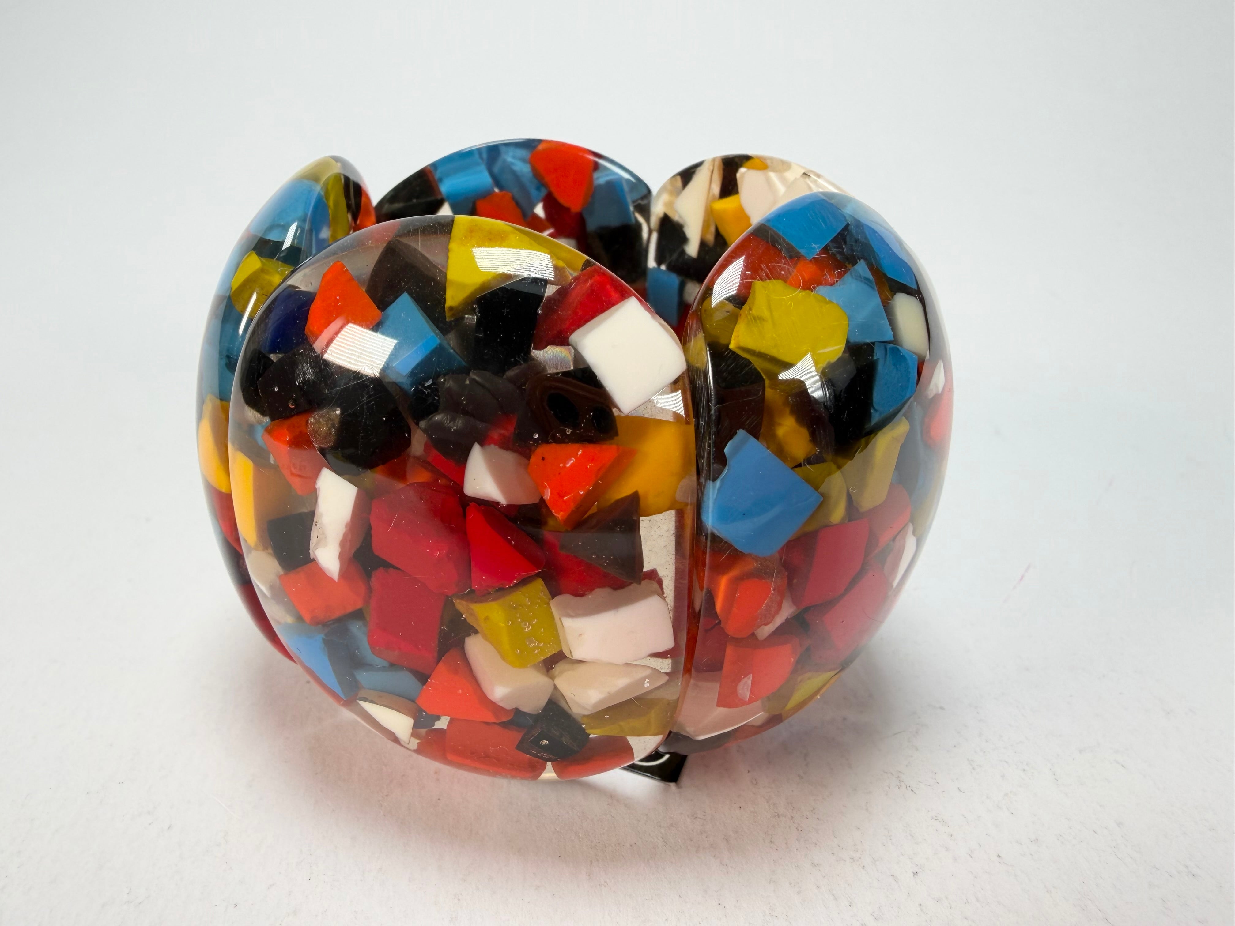 Marion Godart - Confetti "Cinq Pièces" Black + Summer Mix Elasticated Resin Bracelet