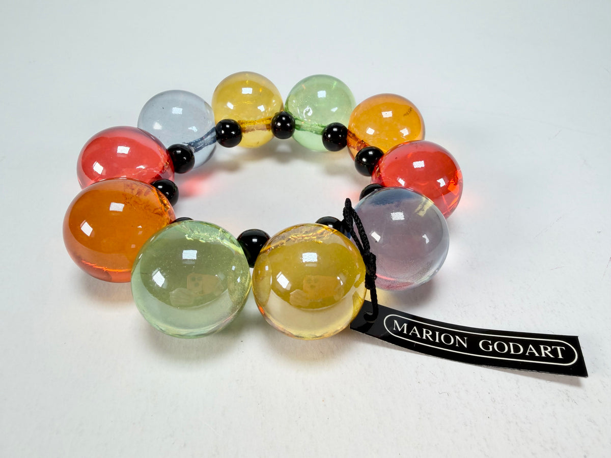 Marion Godart - Grapes "Fruité" Transparent Multi Colour Mix Elasticated Resin Bracelet