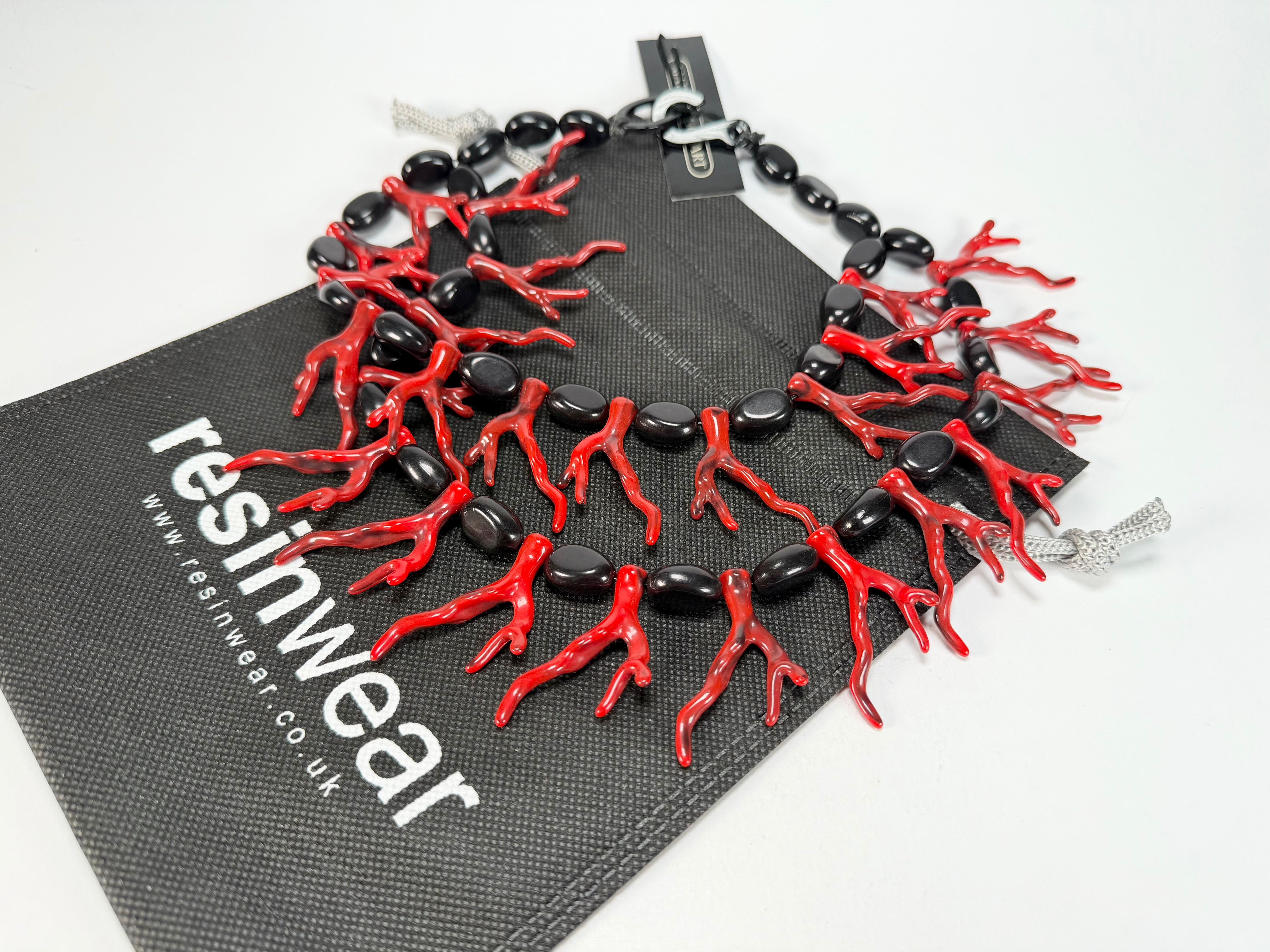 Marion Godart - Fragmental "Lave En Feu" Black & Red Resin Necklace