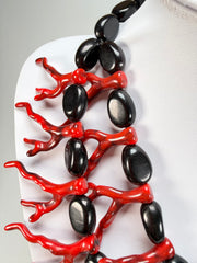 Marion Godart - Fragmental "Lave En Feu" Black & Red Resin Necklace