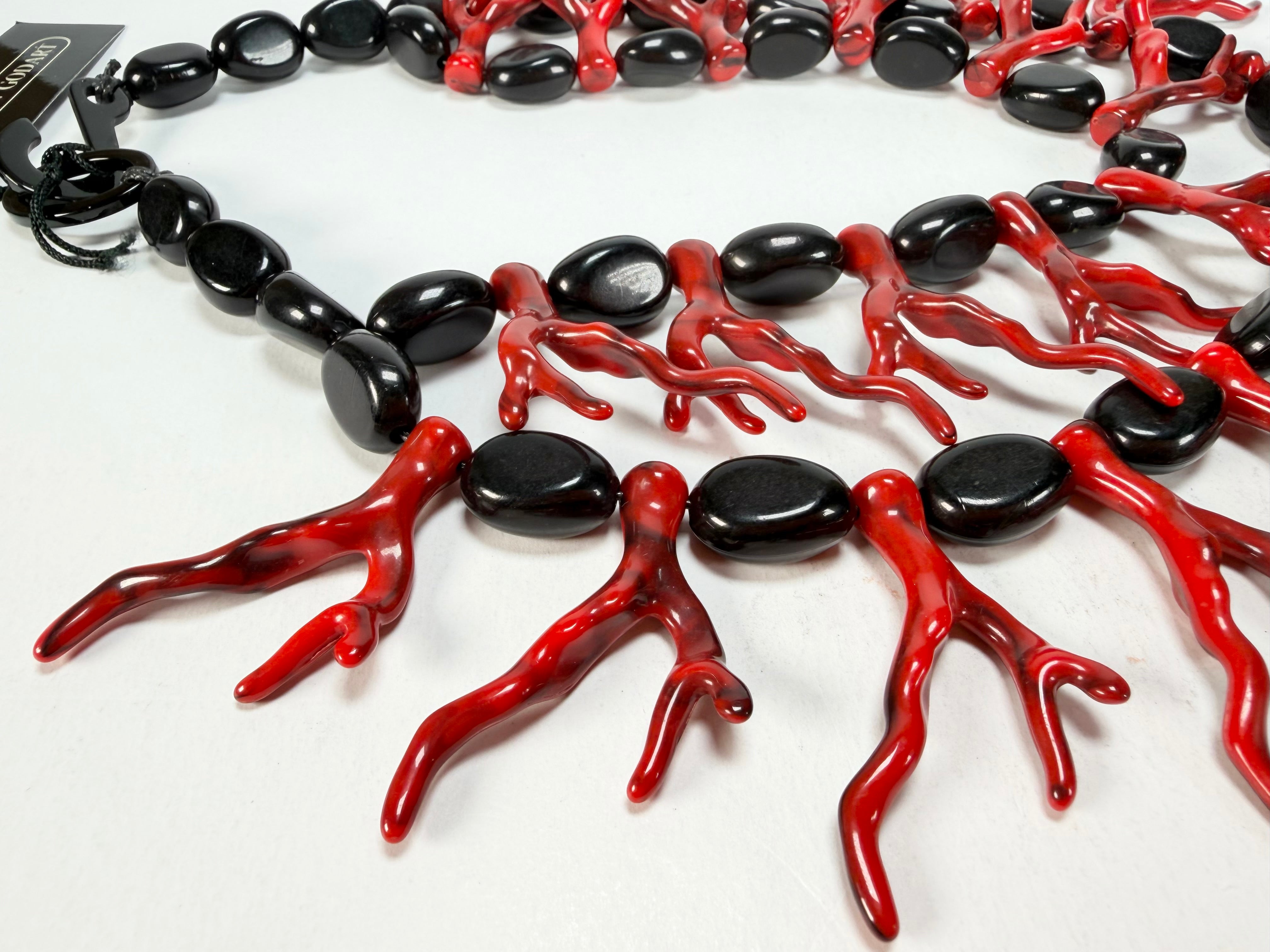 Marion Godart - Fragmental "Lave En Feu" Black & Red Resin Necklace