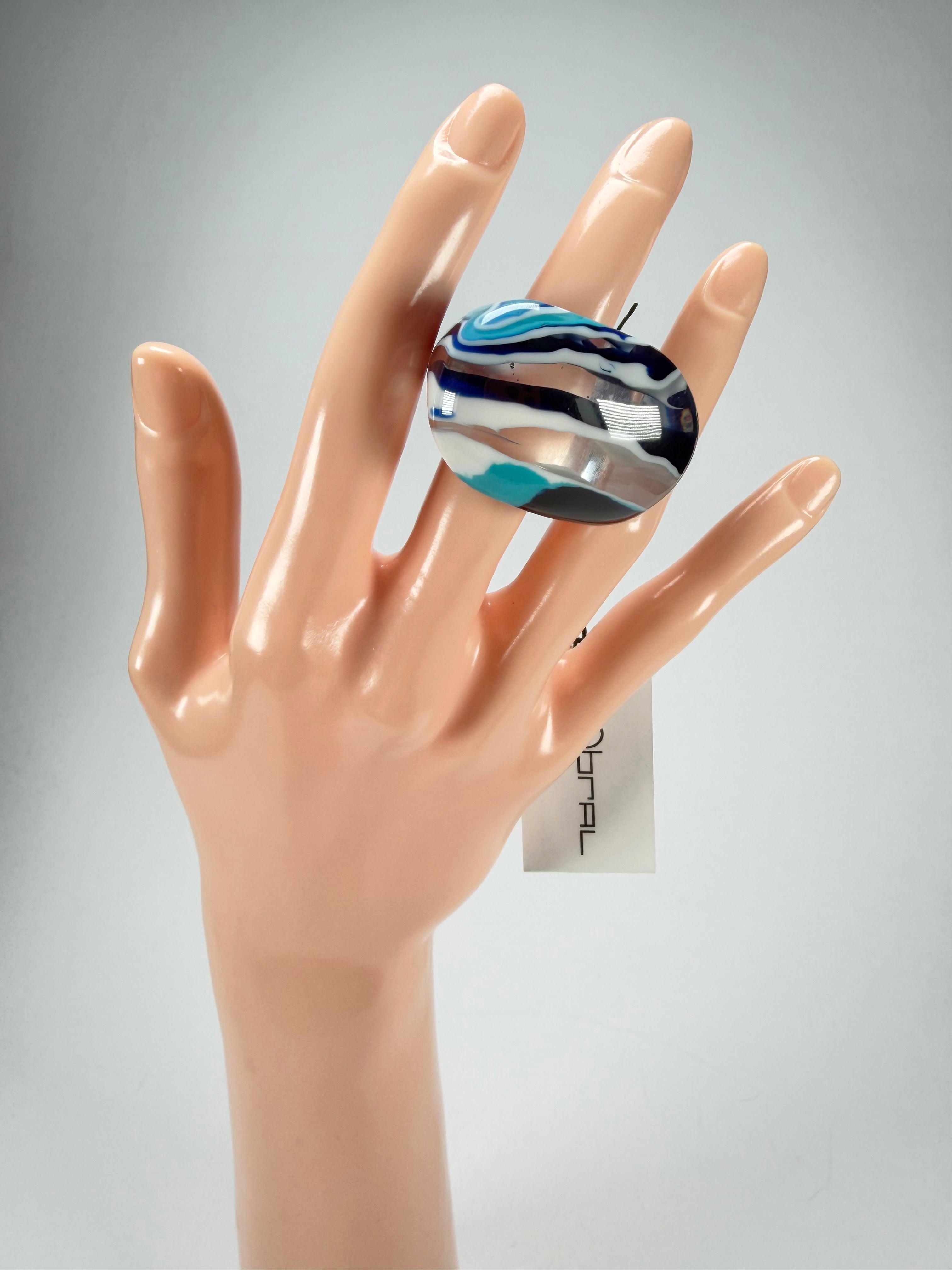 Sobral - Onda Azul "Mares" Blue Resin Ring ( 005417 ) - Size UK R / US 9