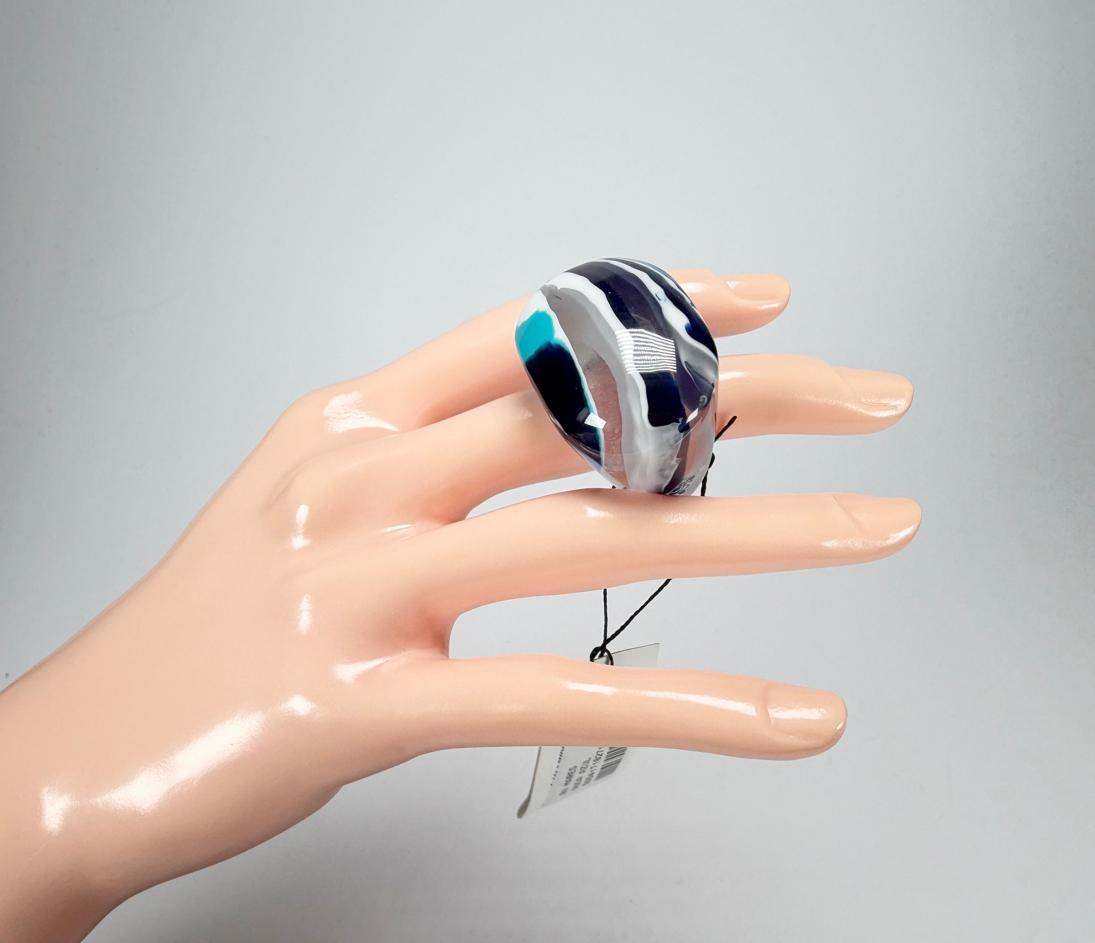 Sobral - Onda Azul "Mares" Blue Resin Ring ( 005417 ) - Size UK R / US 9