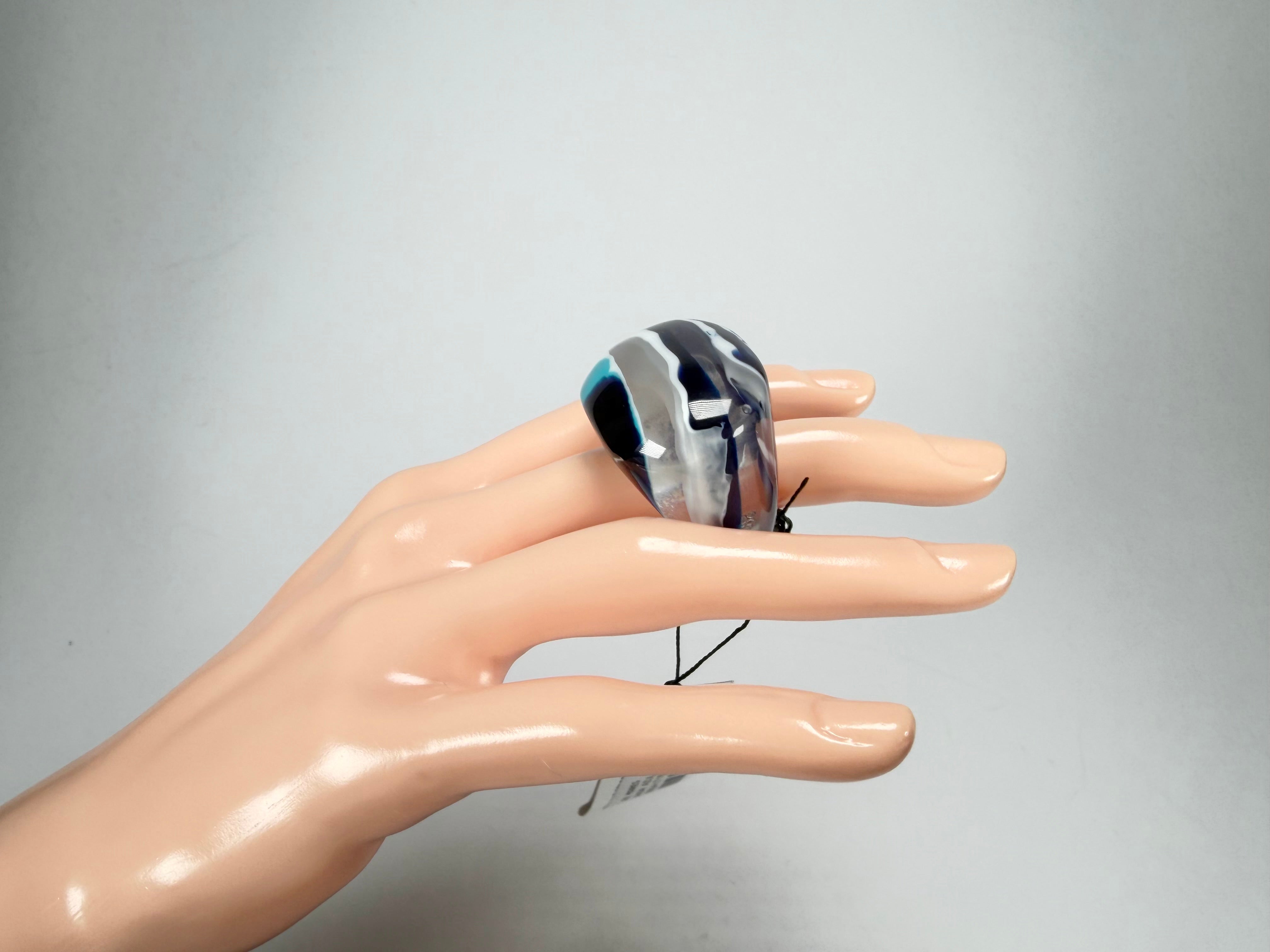 Sobral - Onda Azul "Mares" Blue Resin Ring ( 005417 ) - Size UK R / US 9