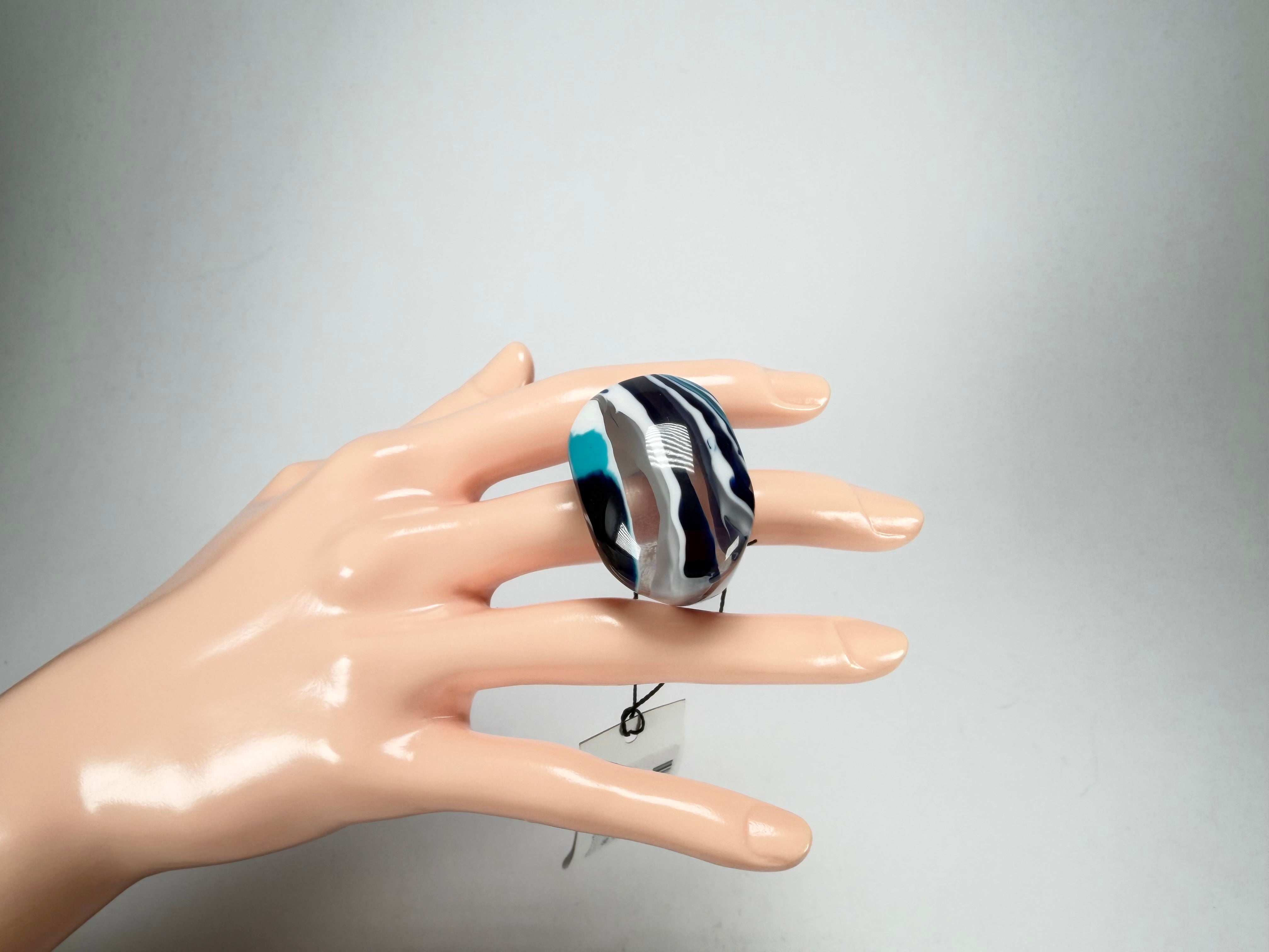 Sobral - Onda Azul "Mares" Blue Resin Ring ( 005417 ) - Size UK R / US 9