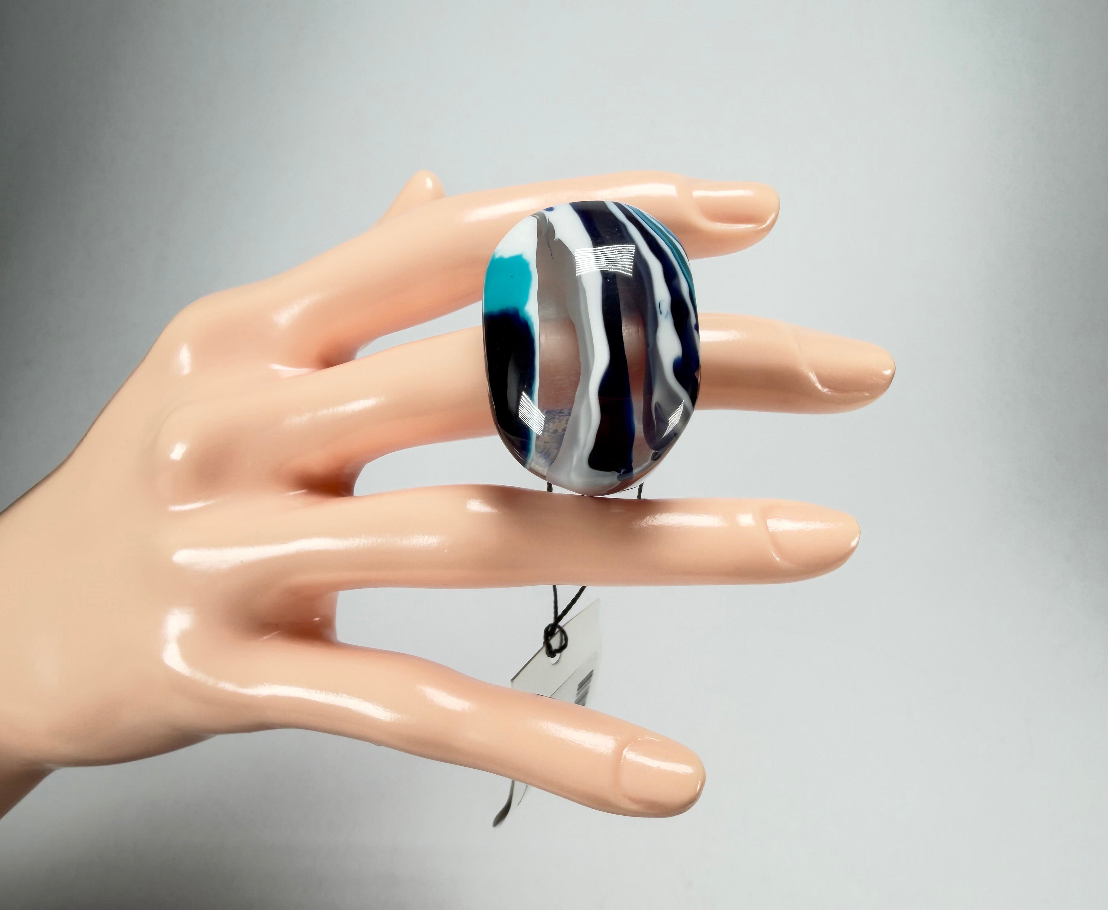 Sobral - Onda Azul "Mares" Blue Resin Ring ( 005417 ) - Size UK R / US 9