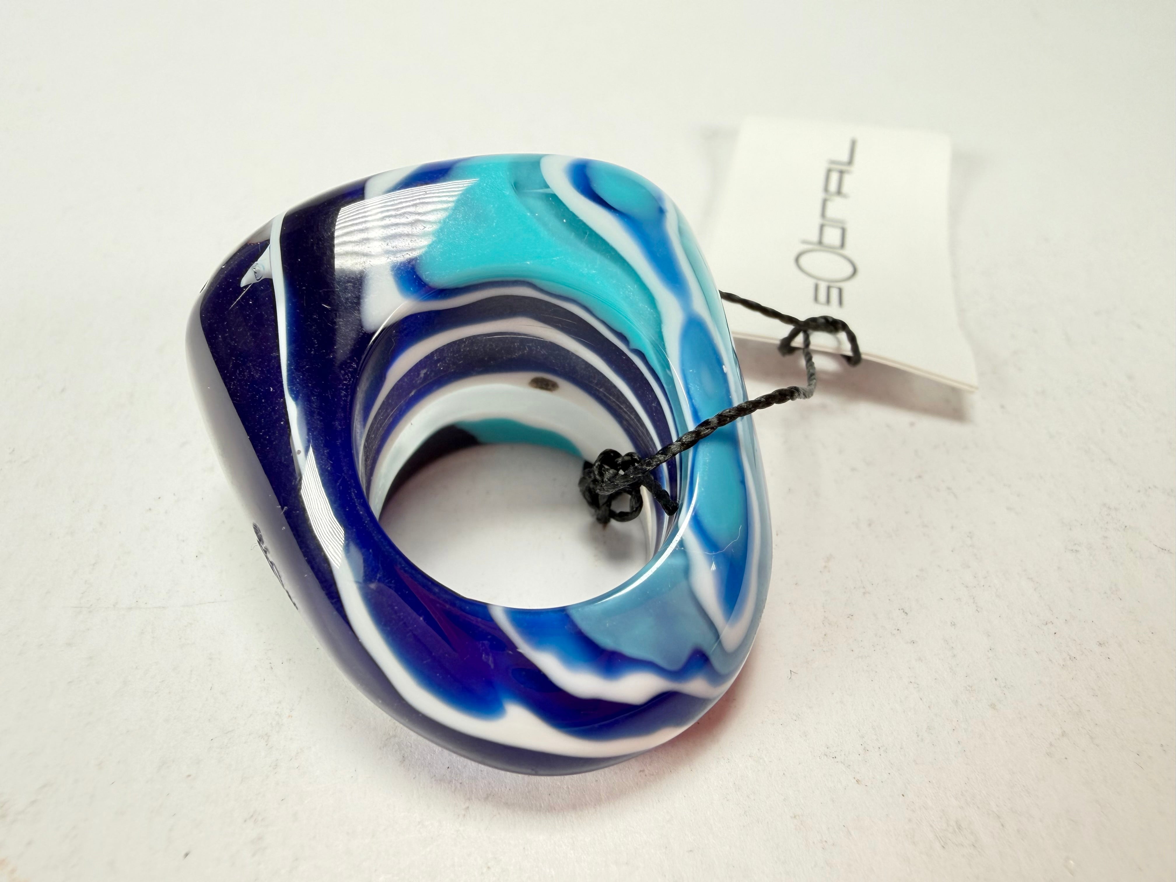 Sobral - Onda Azul "Mares" Blue Resin Ring ( 005417 ) - Size UK R / US 9