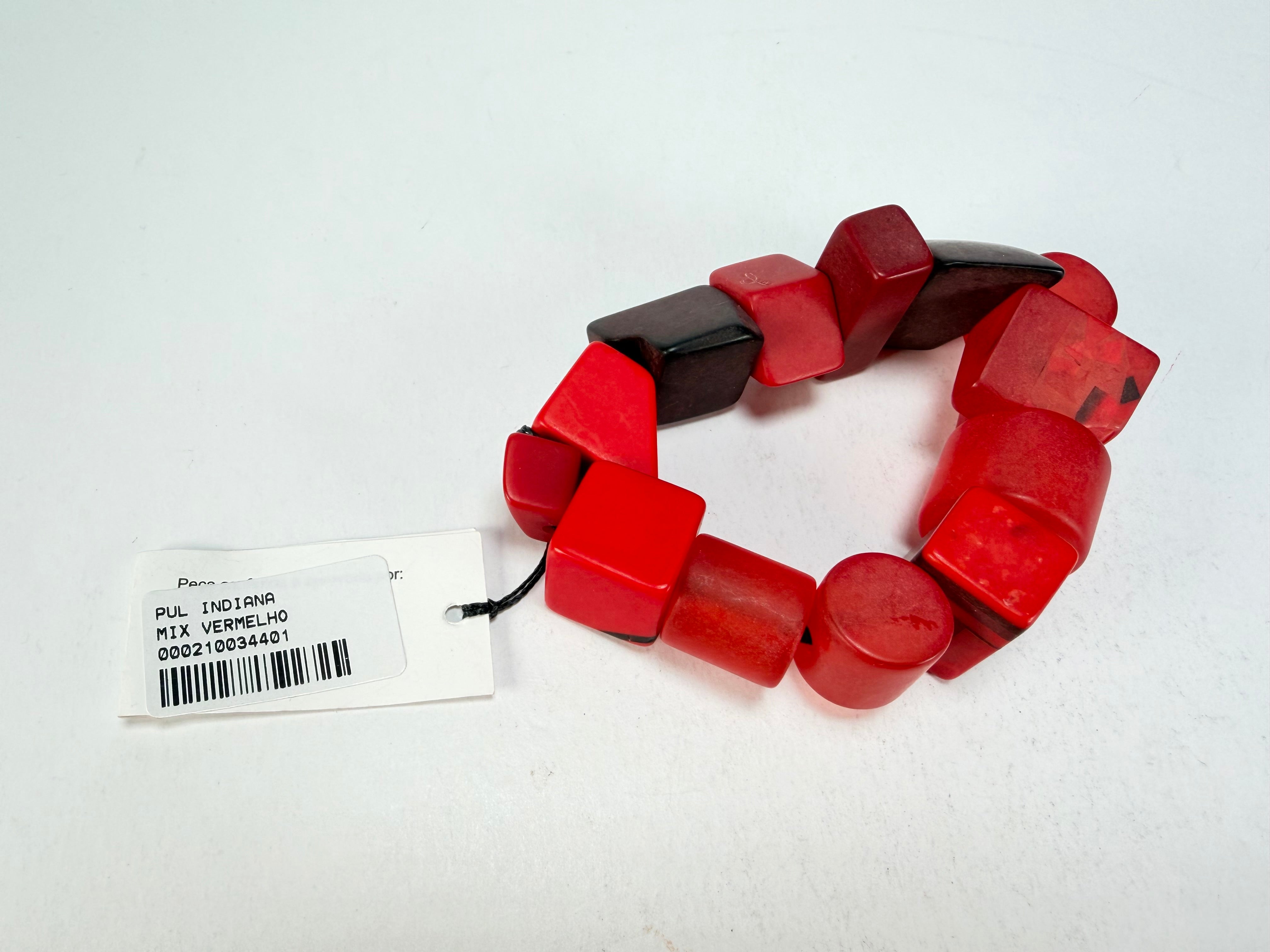 Sobral - Indiana "Vermelho" Red Mix Elasticated Resin Bracelet ( 000210 )