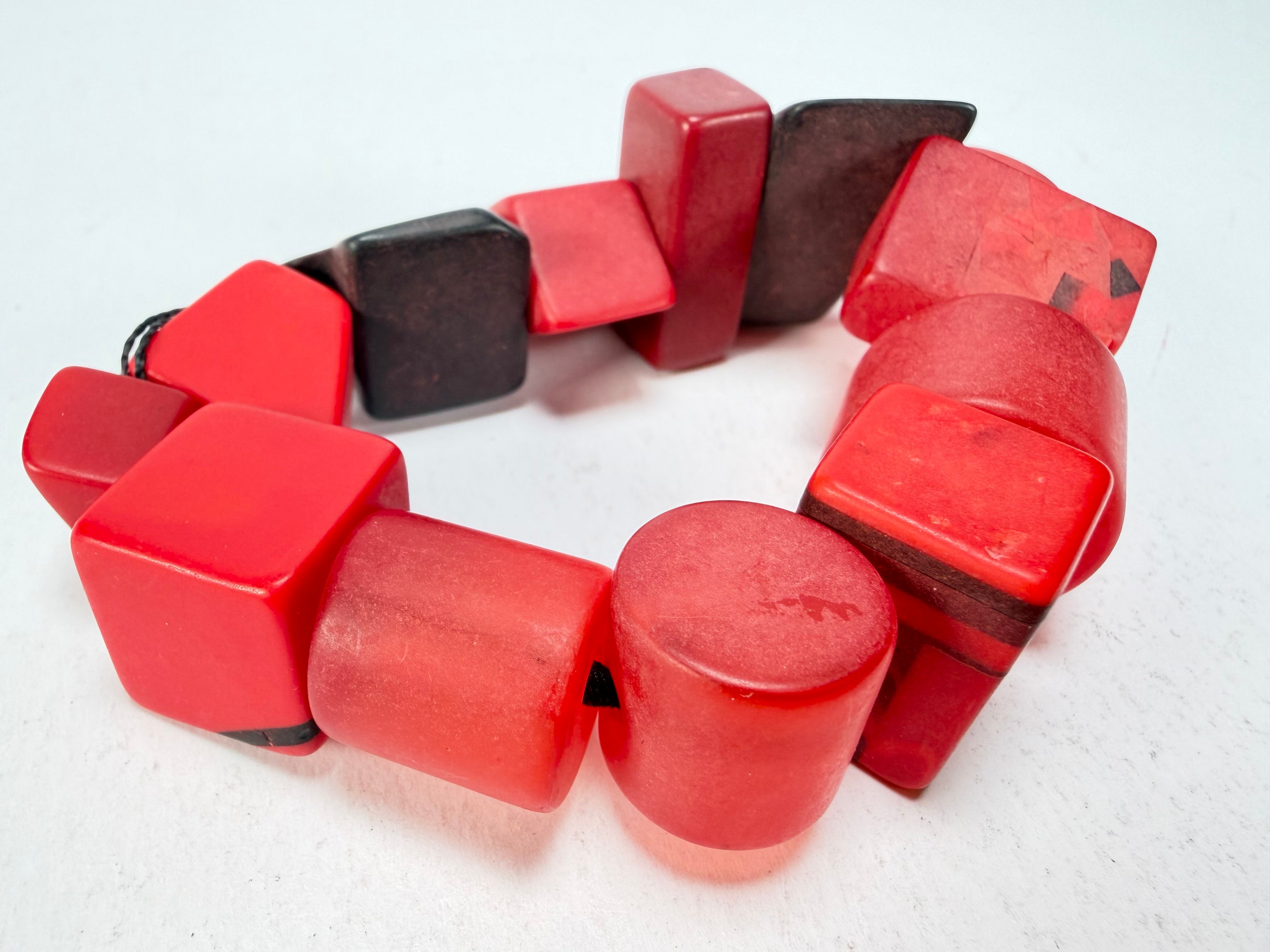 Sobral - Indiana "Vermelho" Red Mix Elasticated Resin Bracelet ( 000210 )