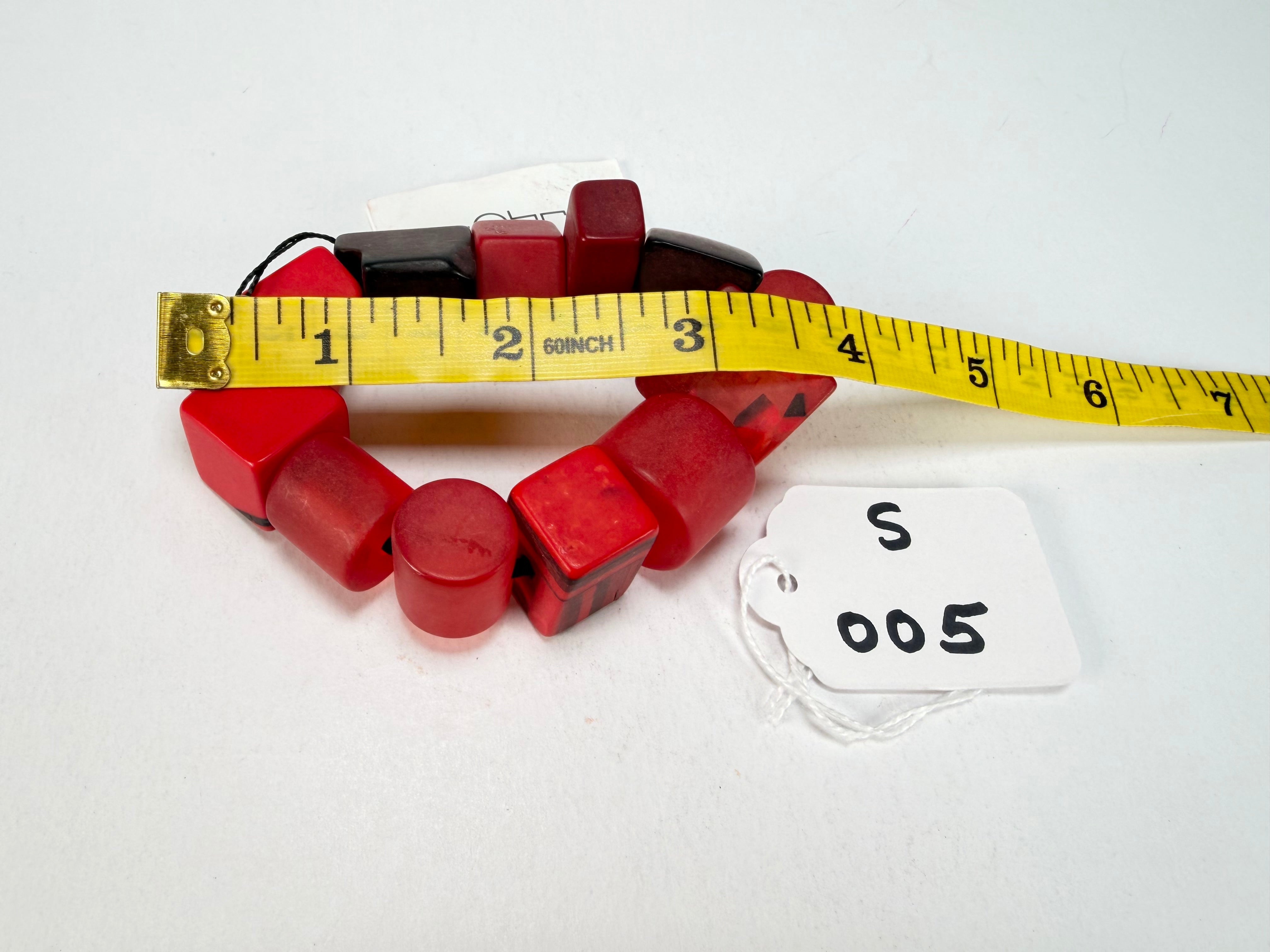 Sobral - Indiana "Vermelho" Red Mix Elasticated Resin Bracelet ( 000210 )