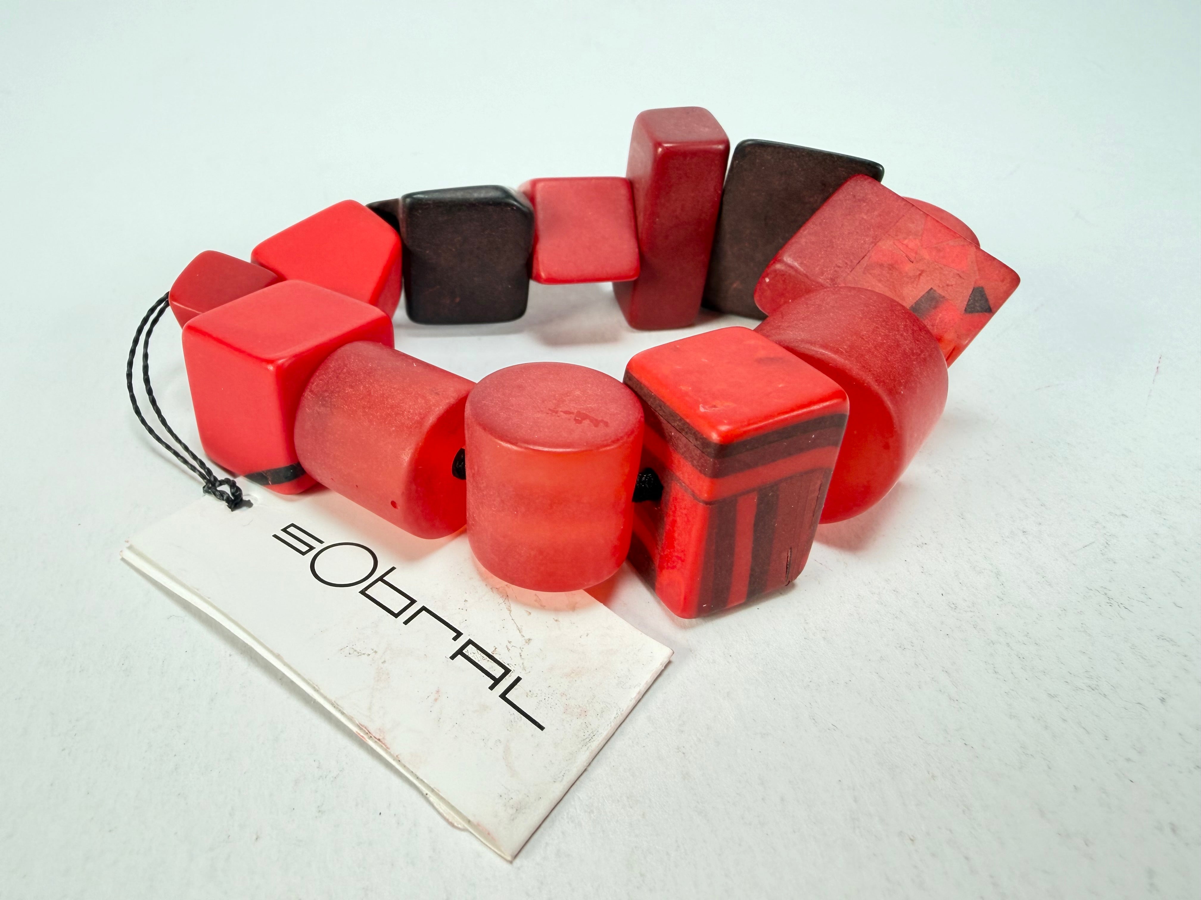 Sobral - Indiana "Vermelho" Red Mix Elasticated Resin Bracelet ( 000210 )