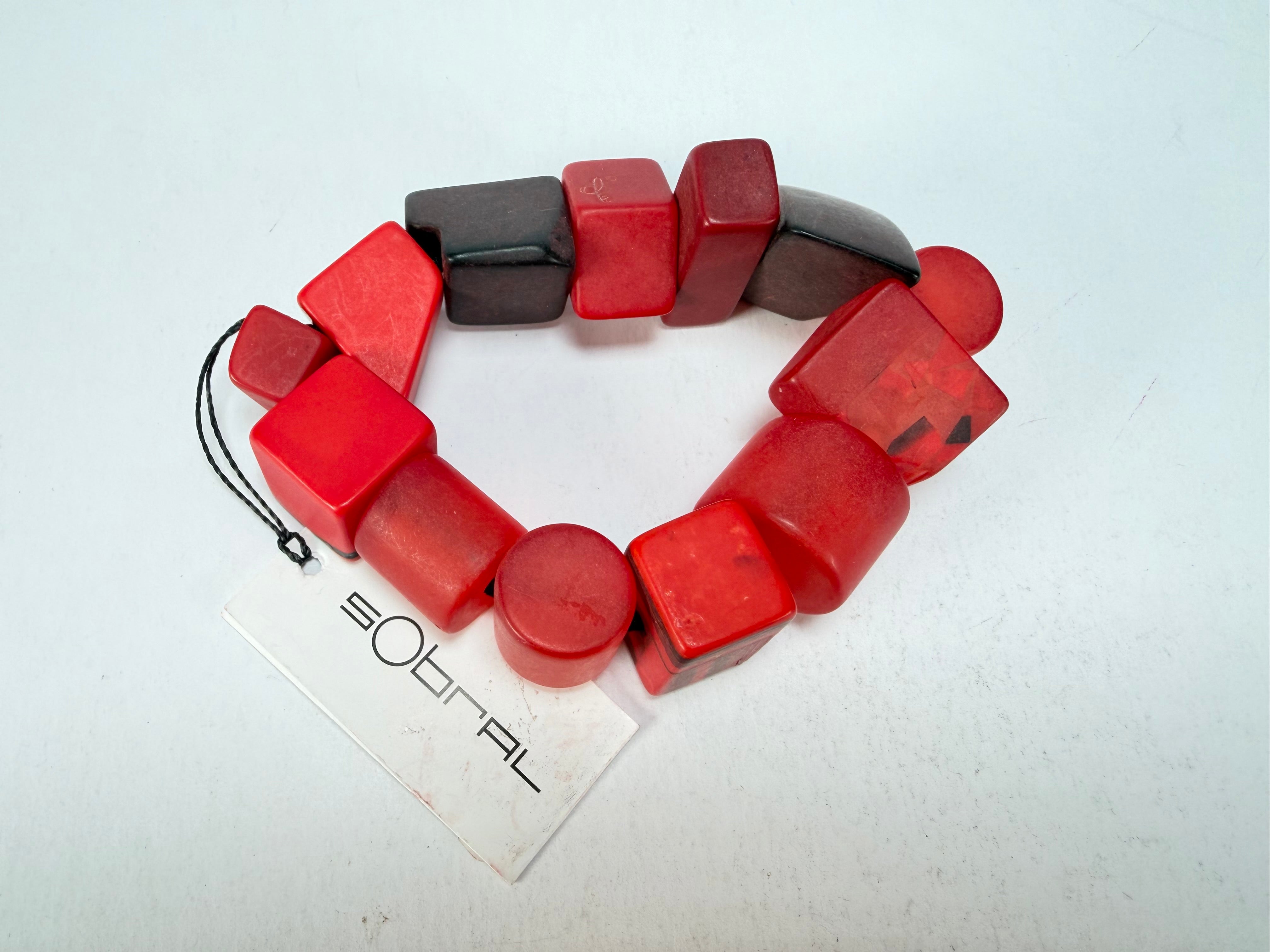 Sobral - Indiana "Vermelho" Red Mix Elasticated Resin Bracelet ( 000210 )