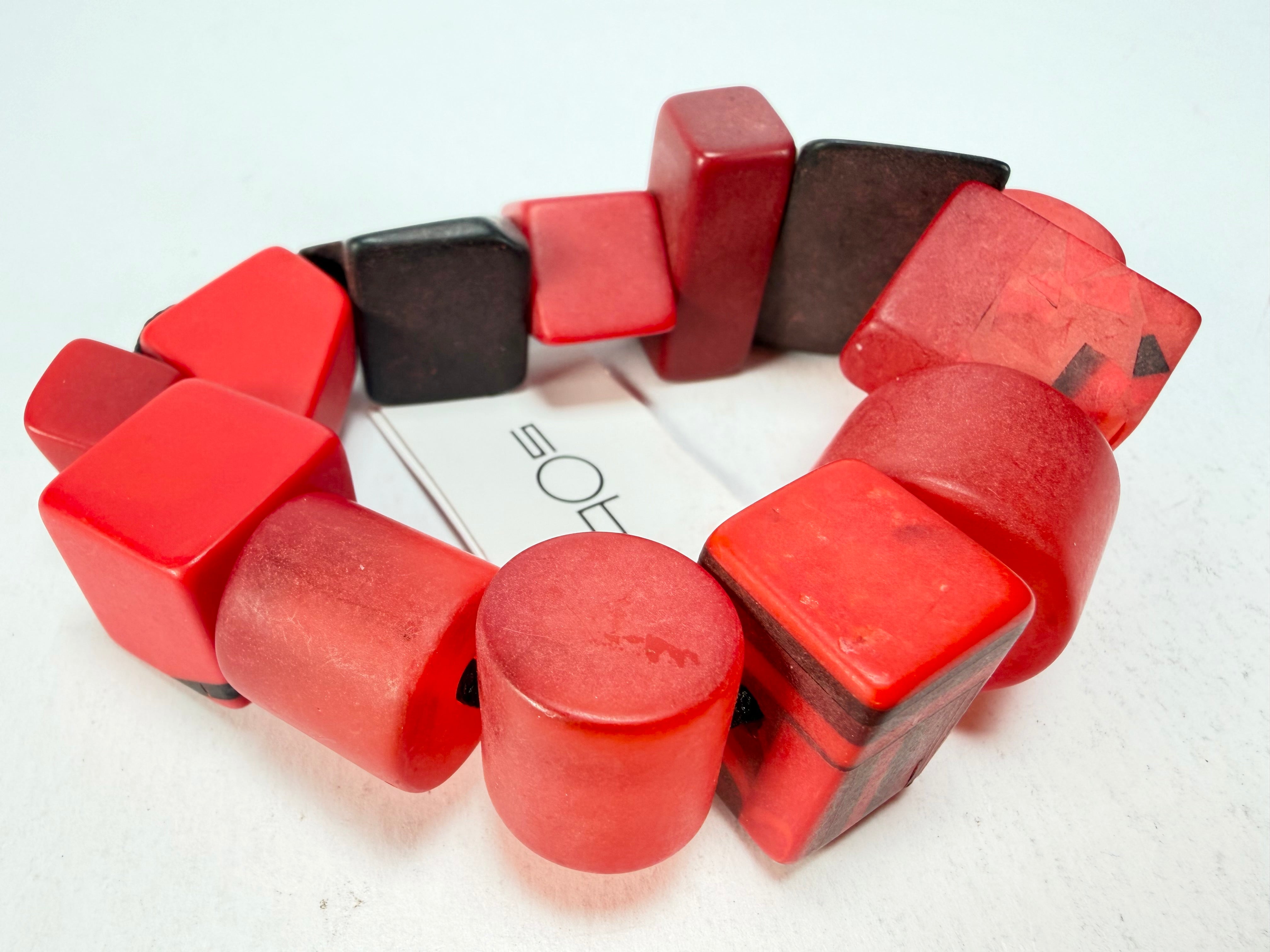 Sobral - Indiana "Vermelho" Red Mix Elasticated Resin Bracelet ( 000210 )