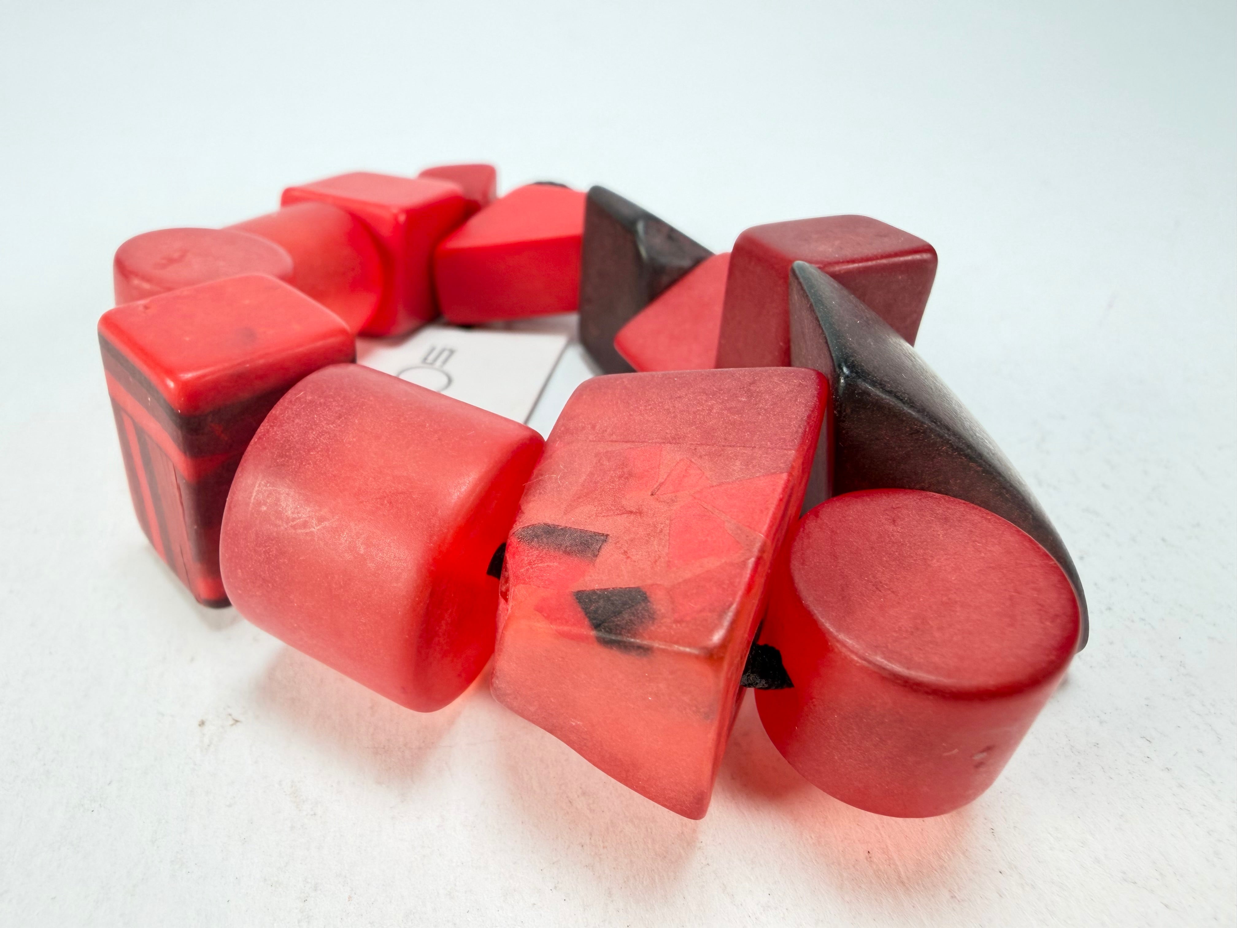 Sobral - Indiana "Vermelho" Red Mix Elasticated Resin Bracelet ( 000210 )