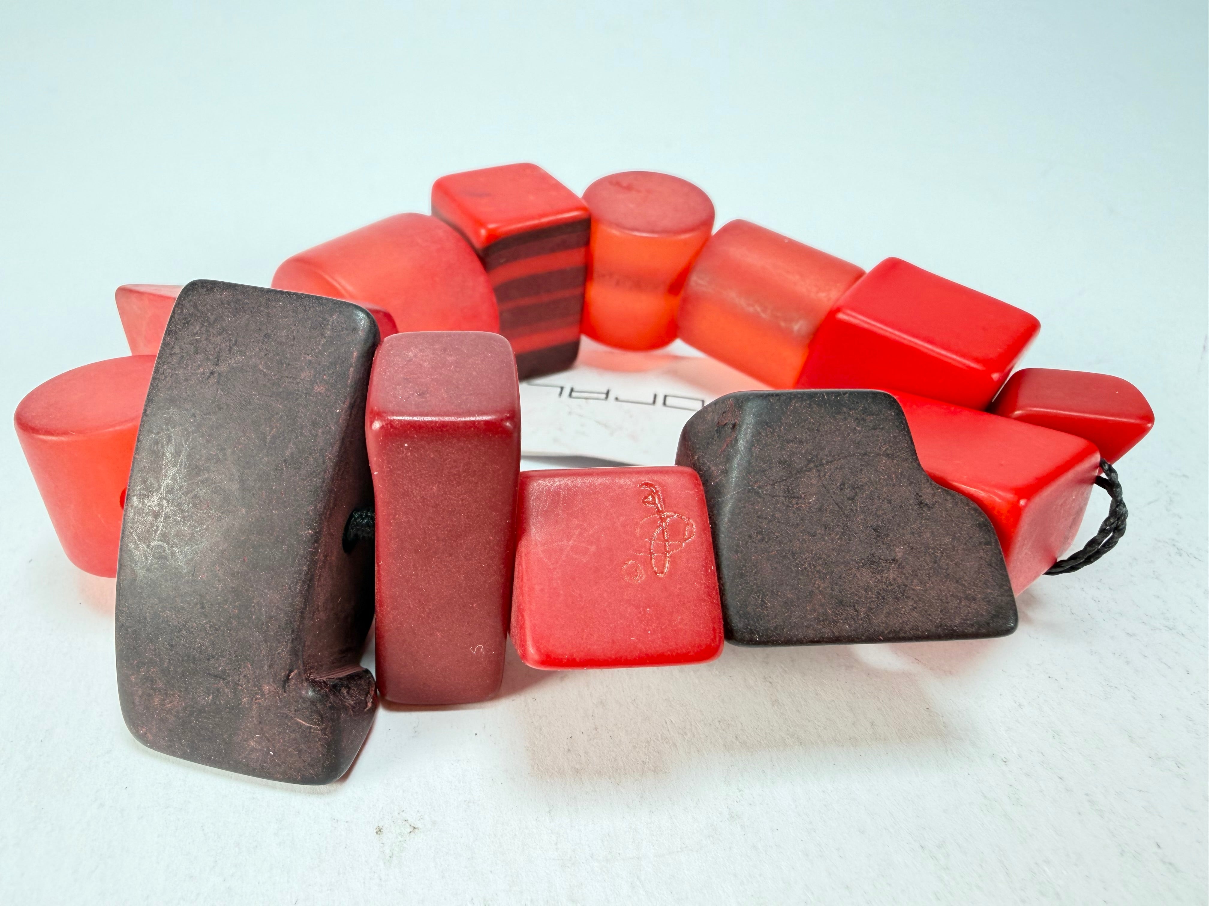 Sobral - Indiana "Vermelho" Red Mix Elasticated Resin Bracelet ( 000210 )