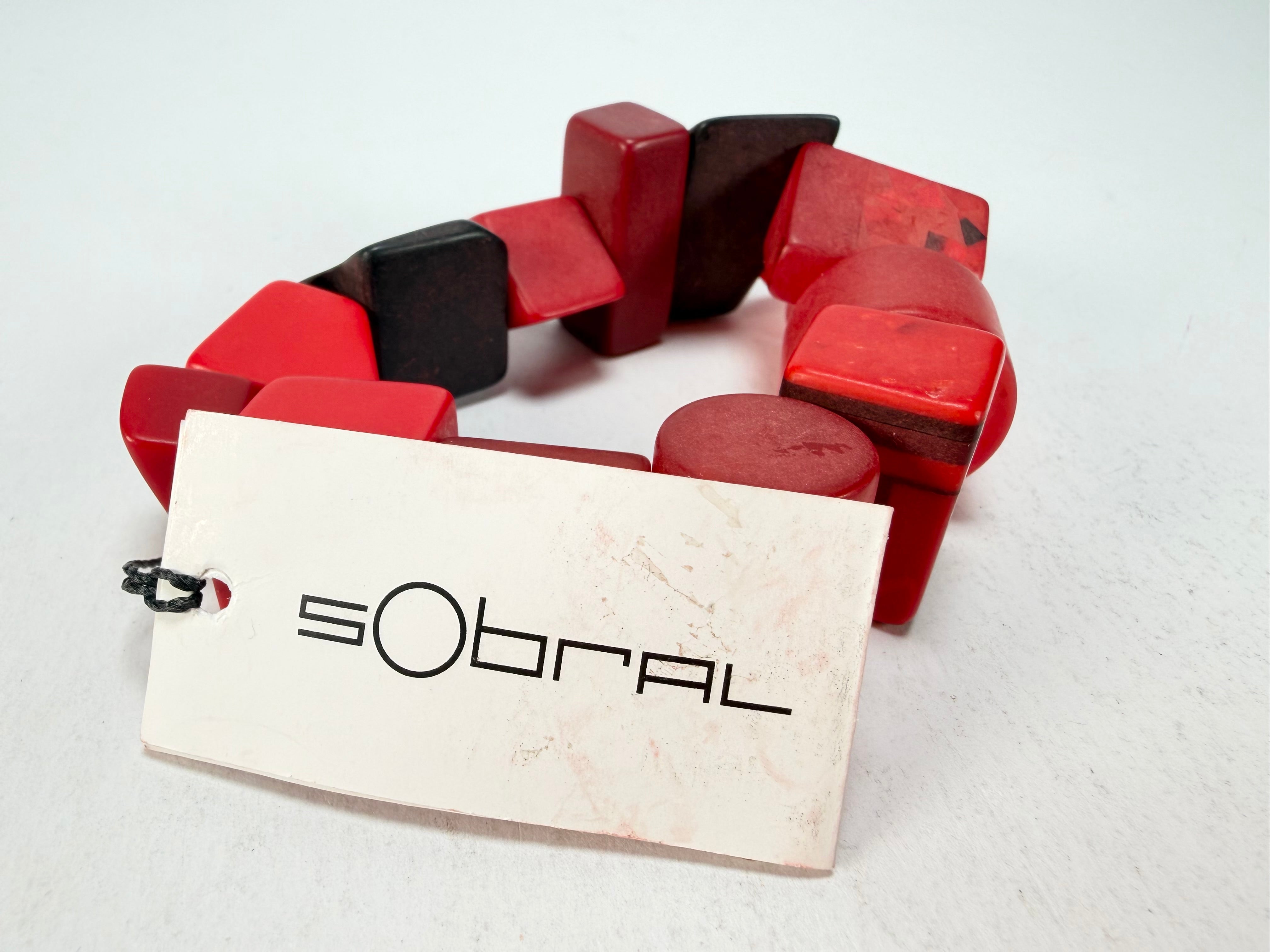 Sobral - Indiana "Vermelho" Red Mix Elasticated Resin Bracelet ( 000210 )