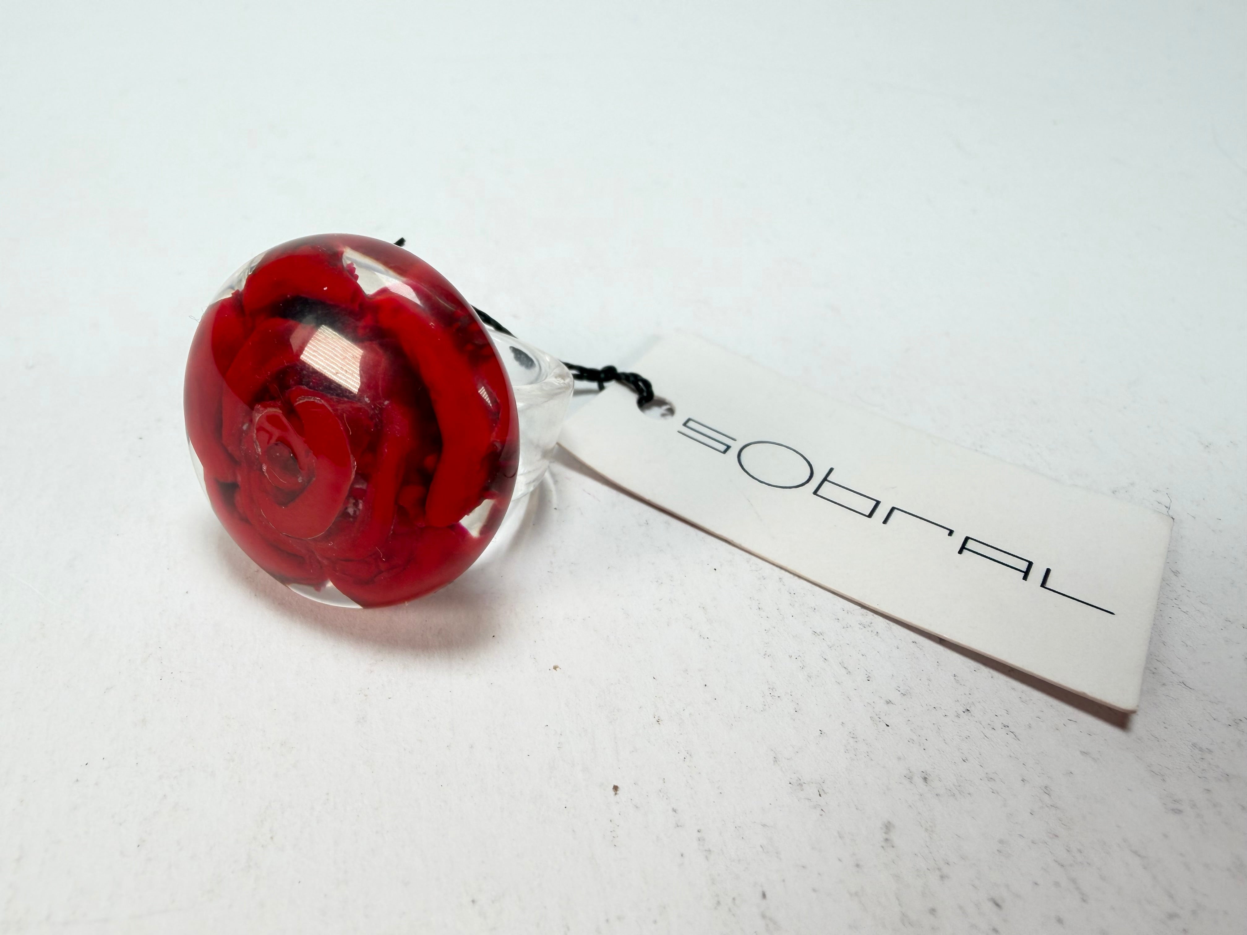 Sobral - Roses "Dukat" Resin Ring ( 004562 ) - Size UK P / US 7.5