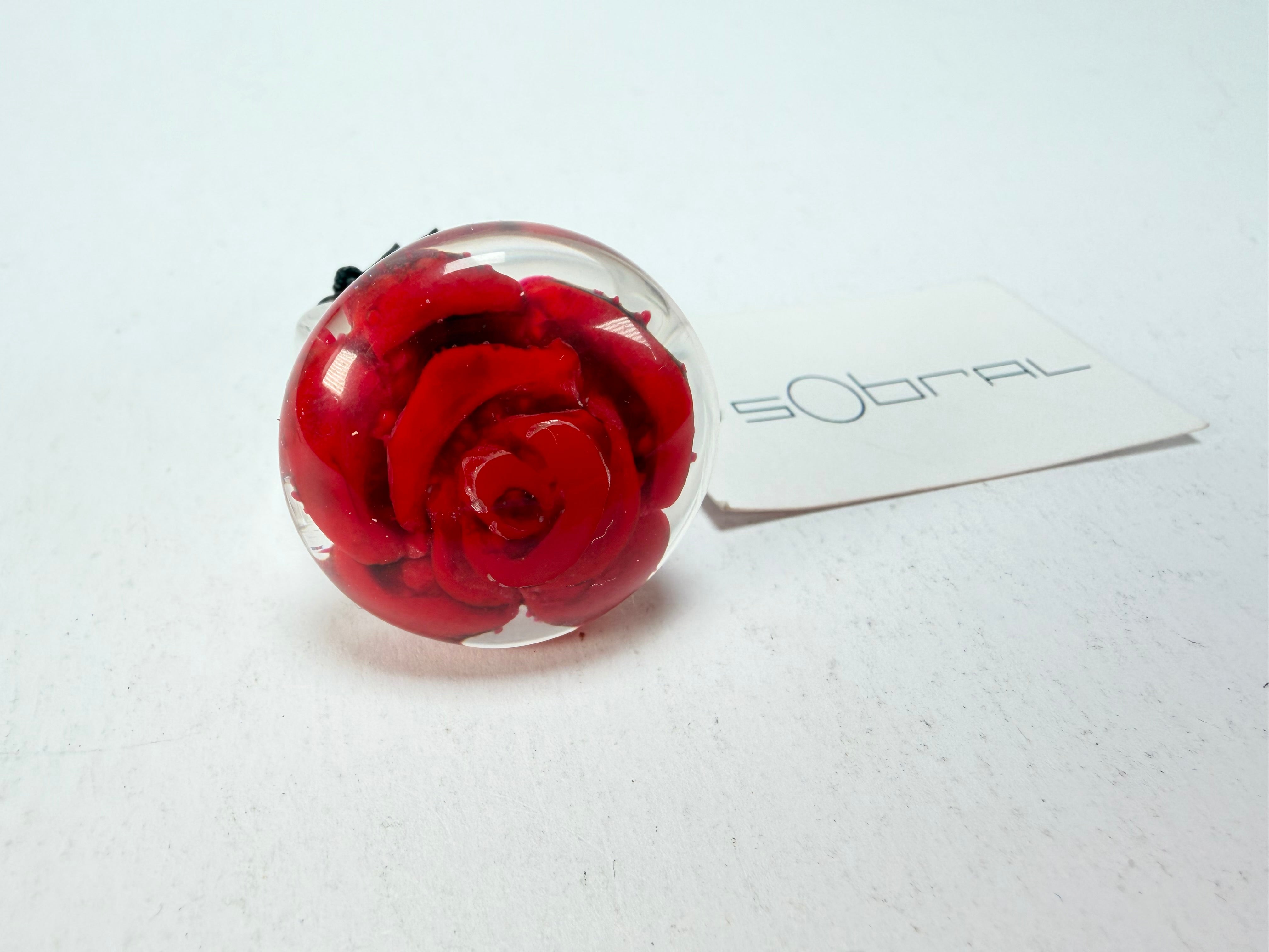 Sobral - Roses "Dukat" Resin Ring ( 004562 ) - Size UK P / US 7.5