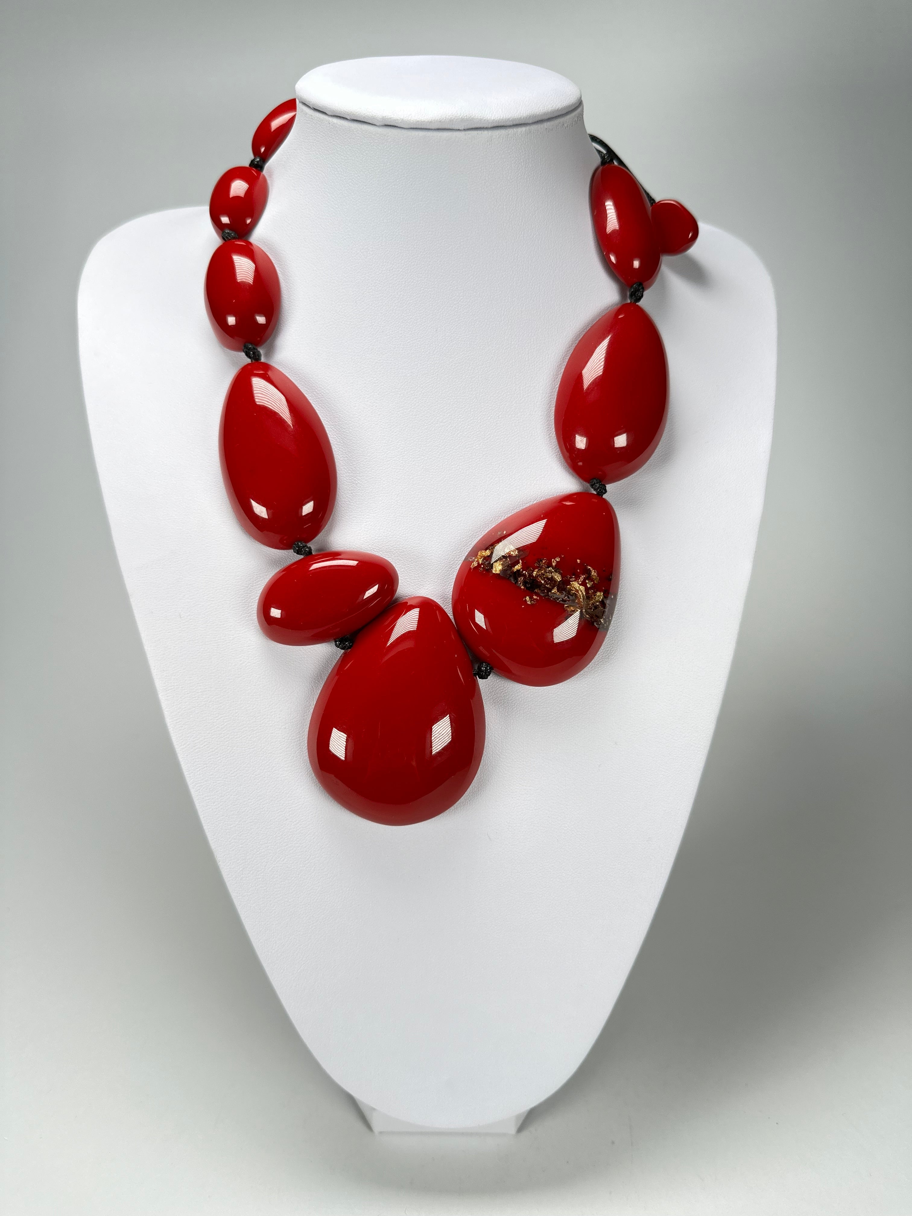 Sobral - Metalique Orlando "Elen" Red Resin Necklace ( 005411 )