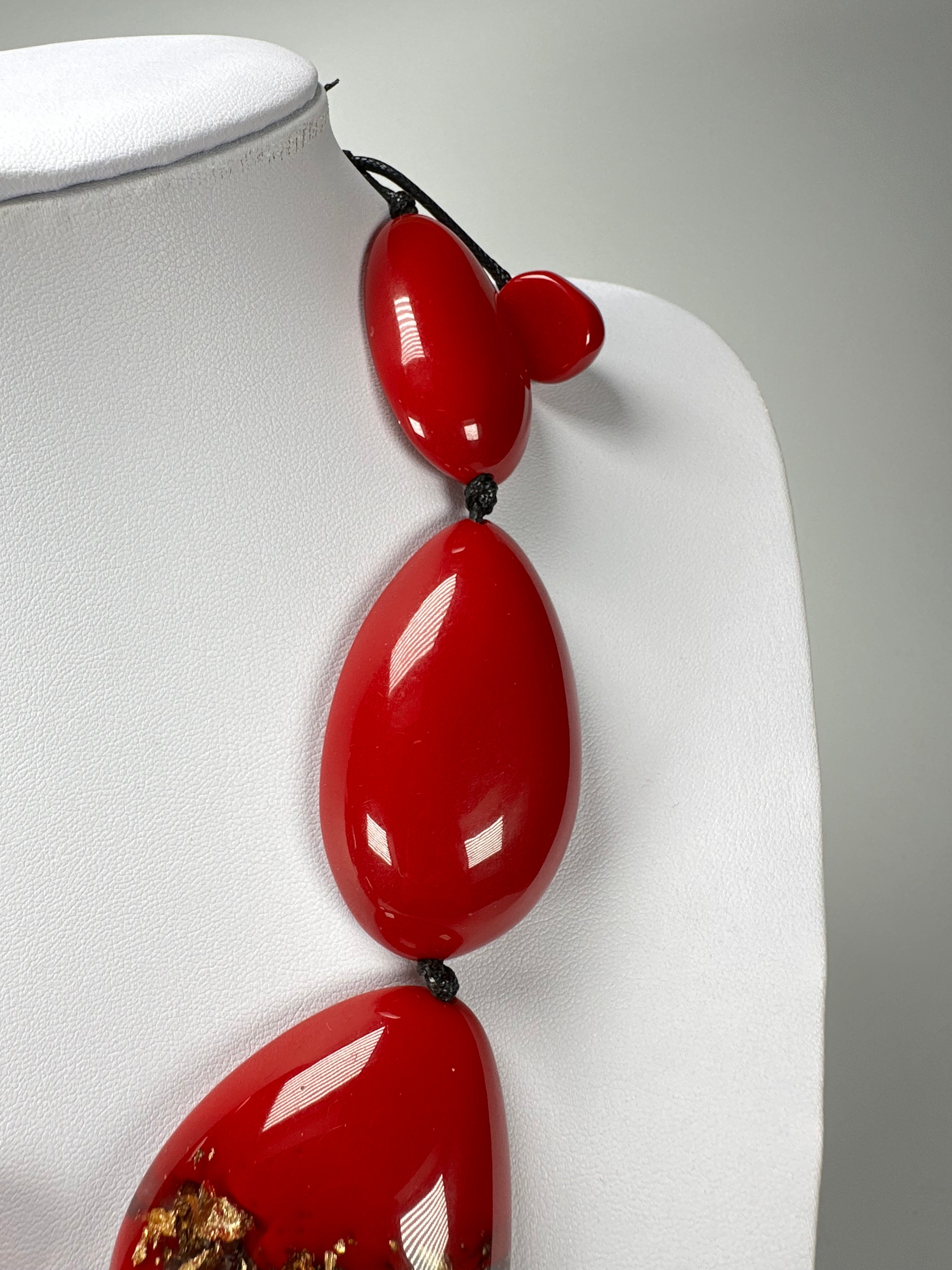 Sobral - Metalique Orlando "Elen" Red Resin Necklace ( 005411 )