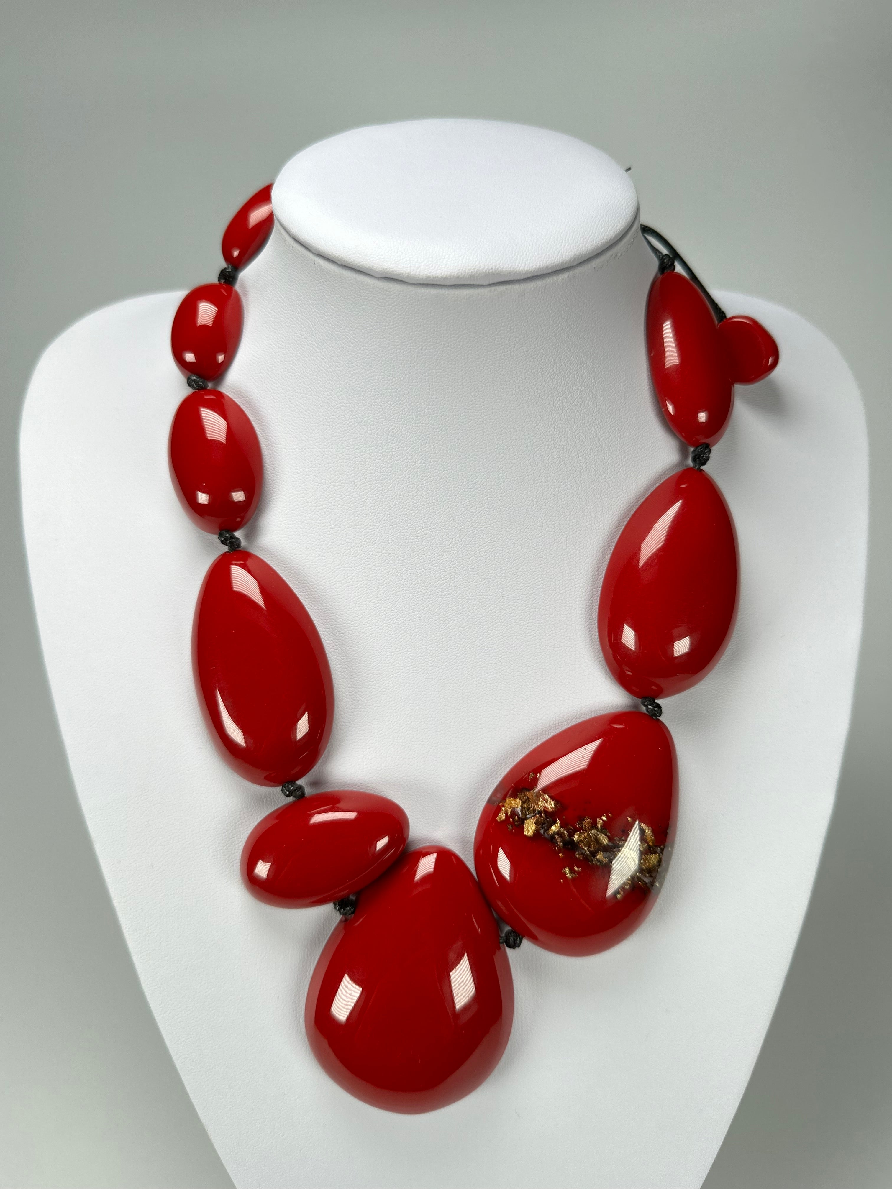 Sobral - Metalique Orlando "Elen" Red Resin Necklace ( 005411 )