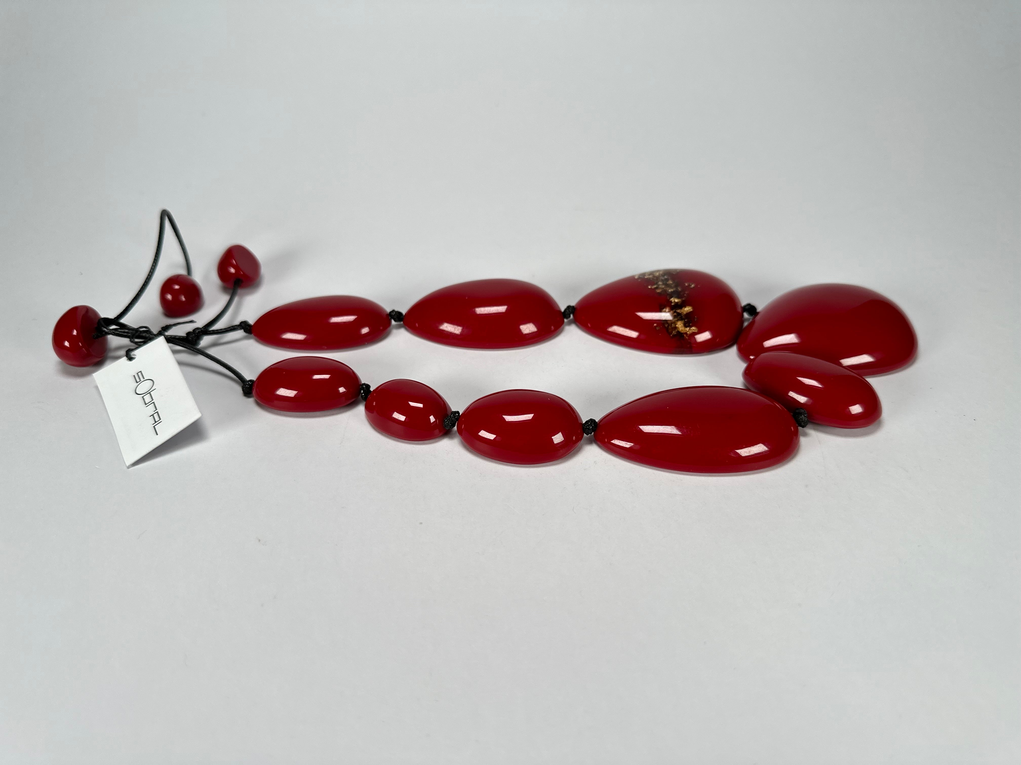 Sobral - Metalique Orlando "Elen" Red Resin Necklace ( 005411 )