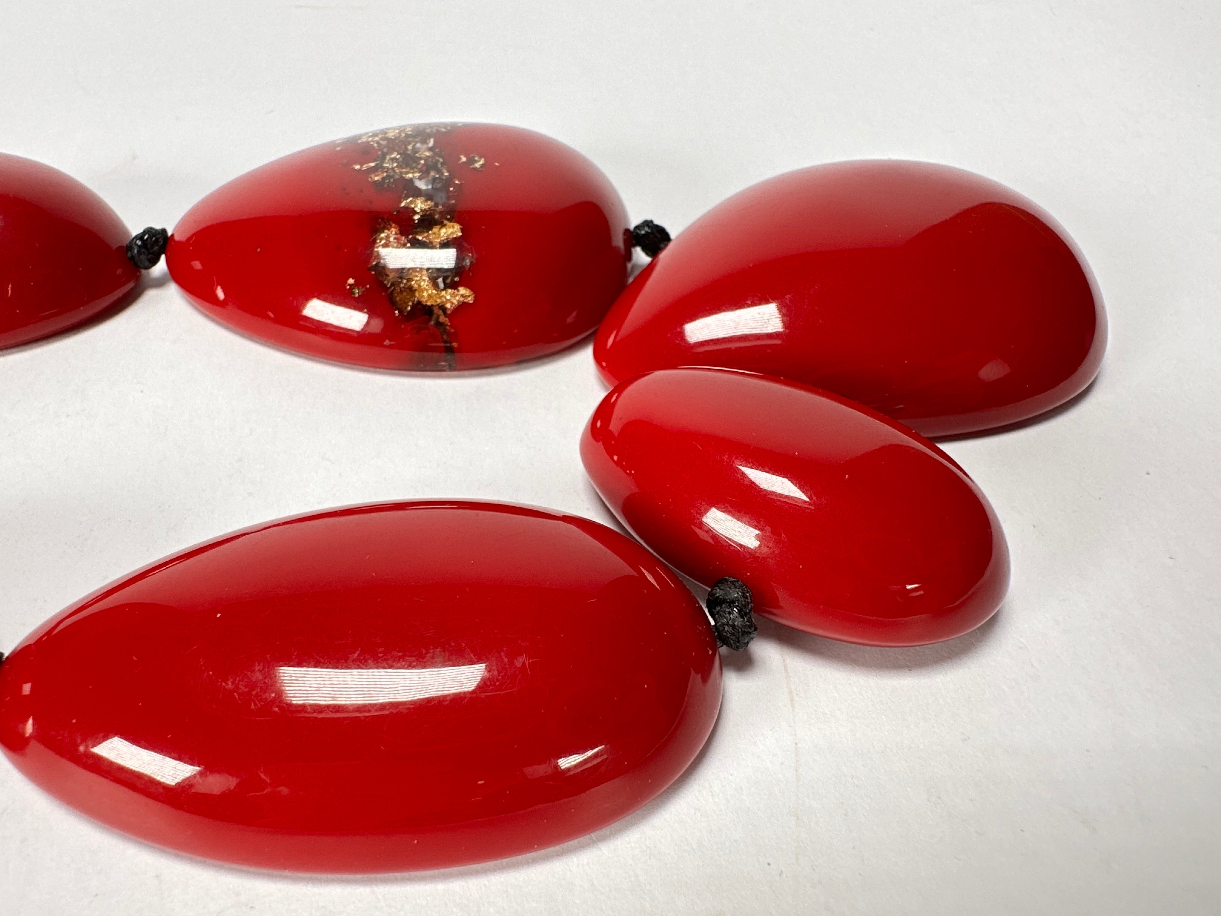 Sobral - Metalique Orlando "Elen" Red Resin Necklace ( 005411 )