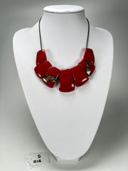 Sobral - Metalique Orlando "Rimla" Red Resin Necklace ( 004144 )