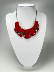 Sobral - Metalique Orlando "Rimla" Red Resin Necklace ( 004144 )