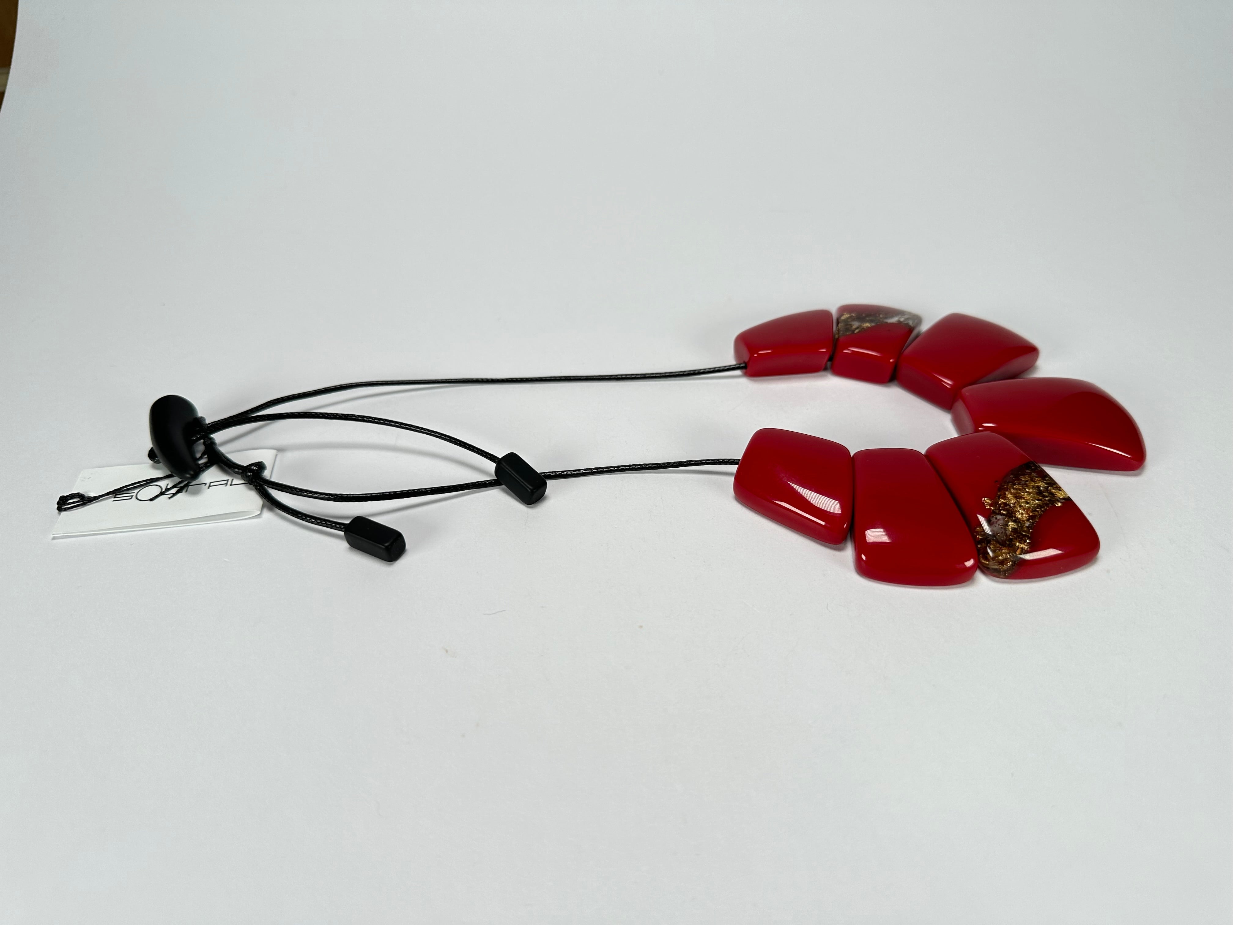 Sobral - Metalique Orlando "Rimla" Red Resin Necklace ( 004144 )